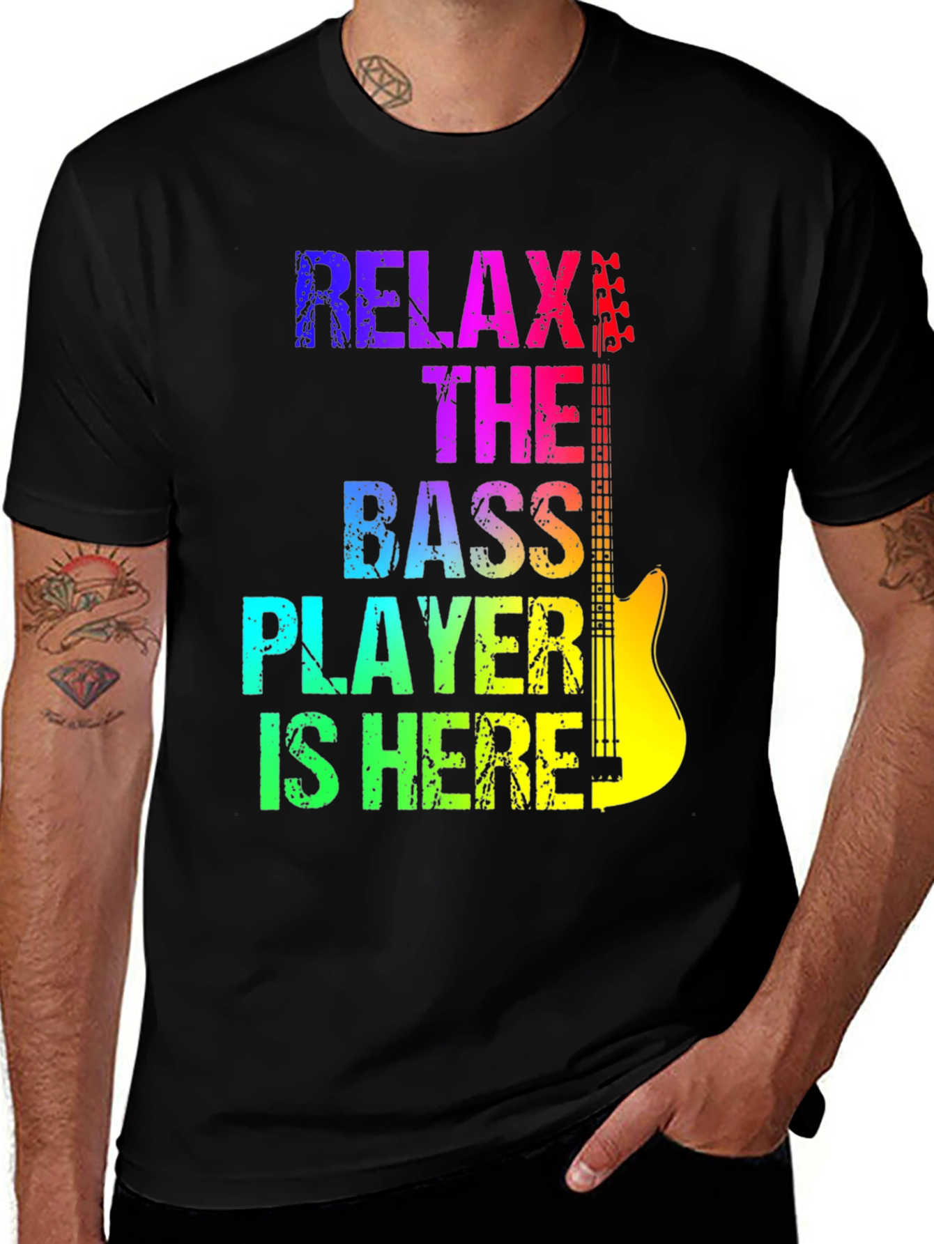 Variant 12 of Relax Bass Player Rainbow T-Shirt