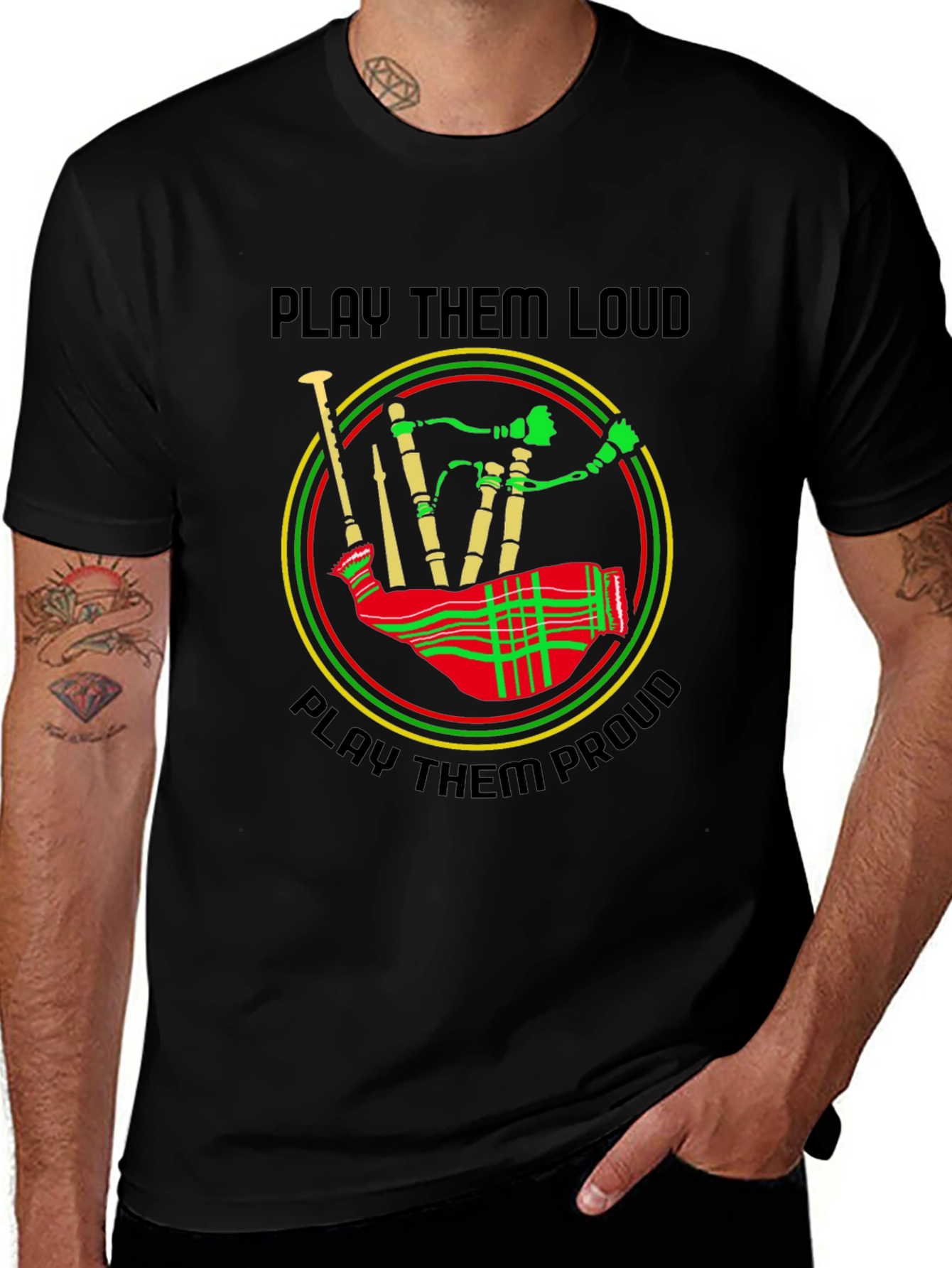 Variant 26 of Bagpipe Graphic Tee - Play Them Loud