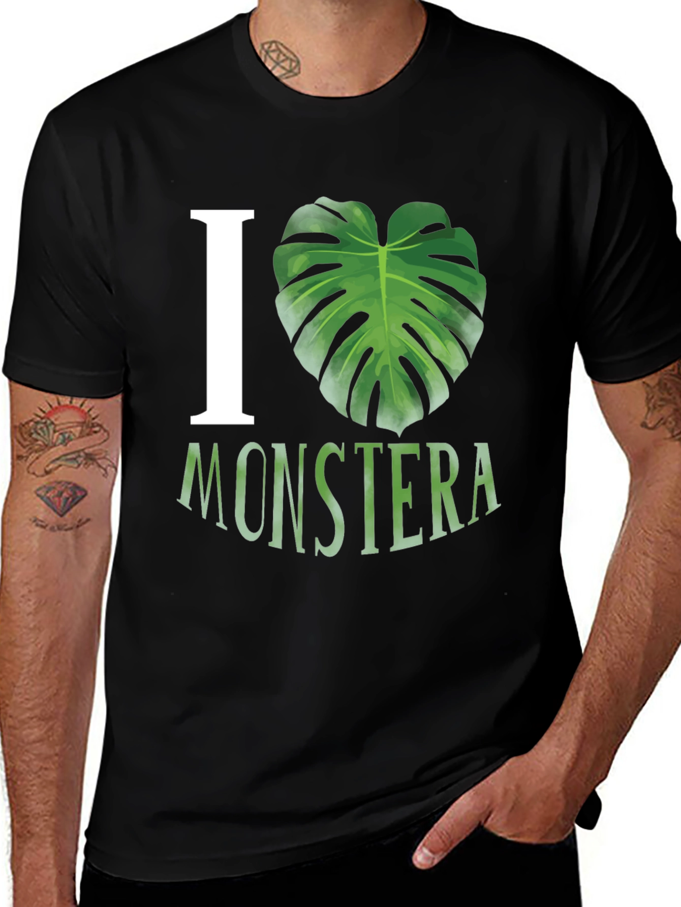 I Love Monstera Black T-Shirt, Tropical Plant Tee