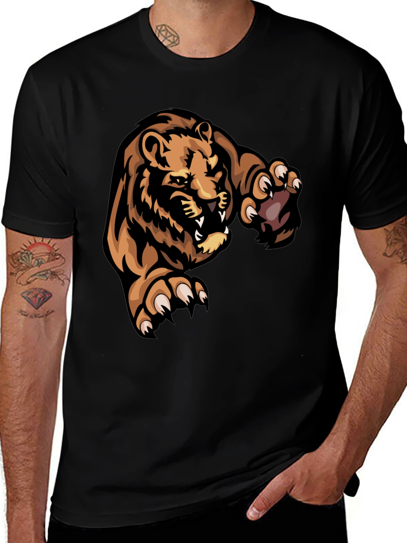 Variant 20 of Black T-Shirt with Lion Graphic