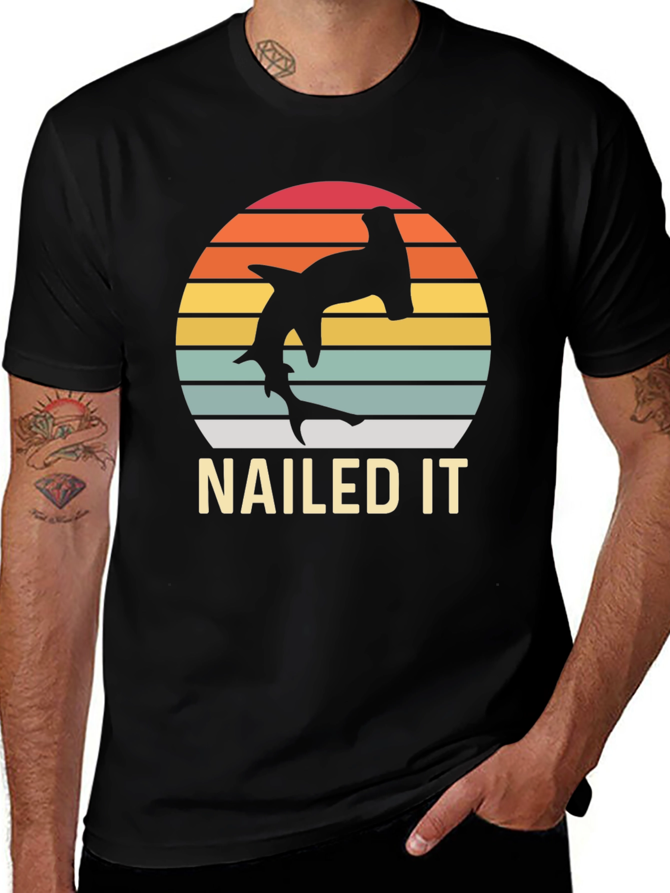 Variant 18 of Nailed It Hammerhead Shark Retro T-Shirt