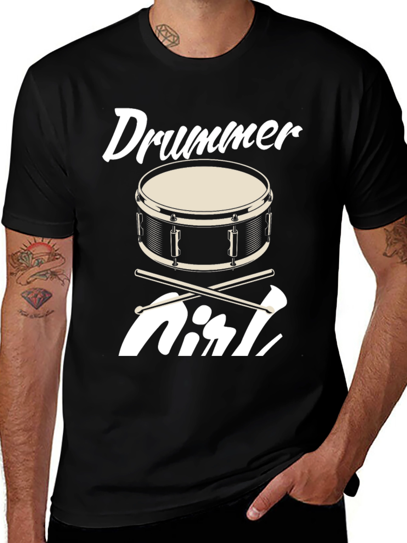 Variant 27 of Drummer Girl Graphic T-Shirt - Music Lover Tee