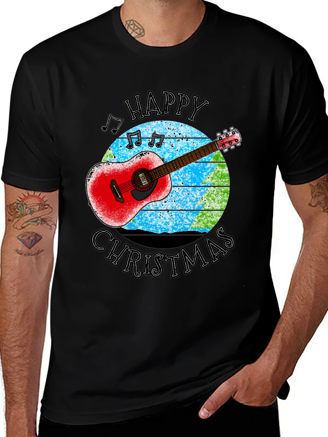 Variant 27 of Happy Christmas Guitar Graphic T-Shirt