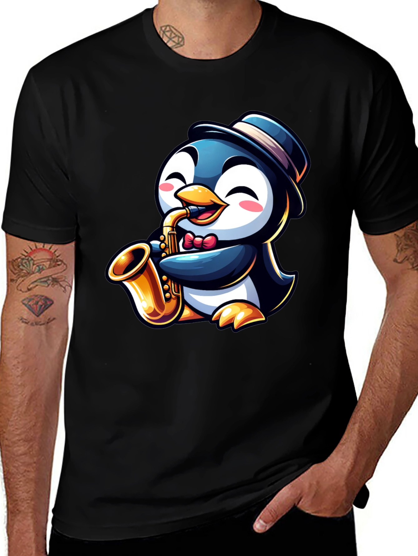 Variant 7 of Cute Penguin Saxophone Player Graphic Tee