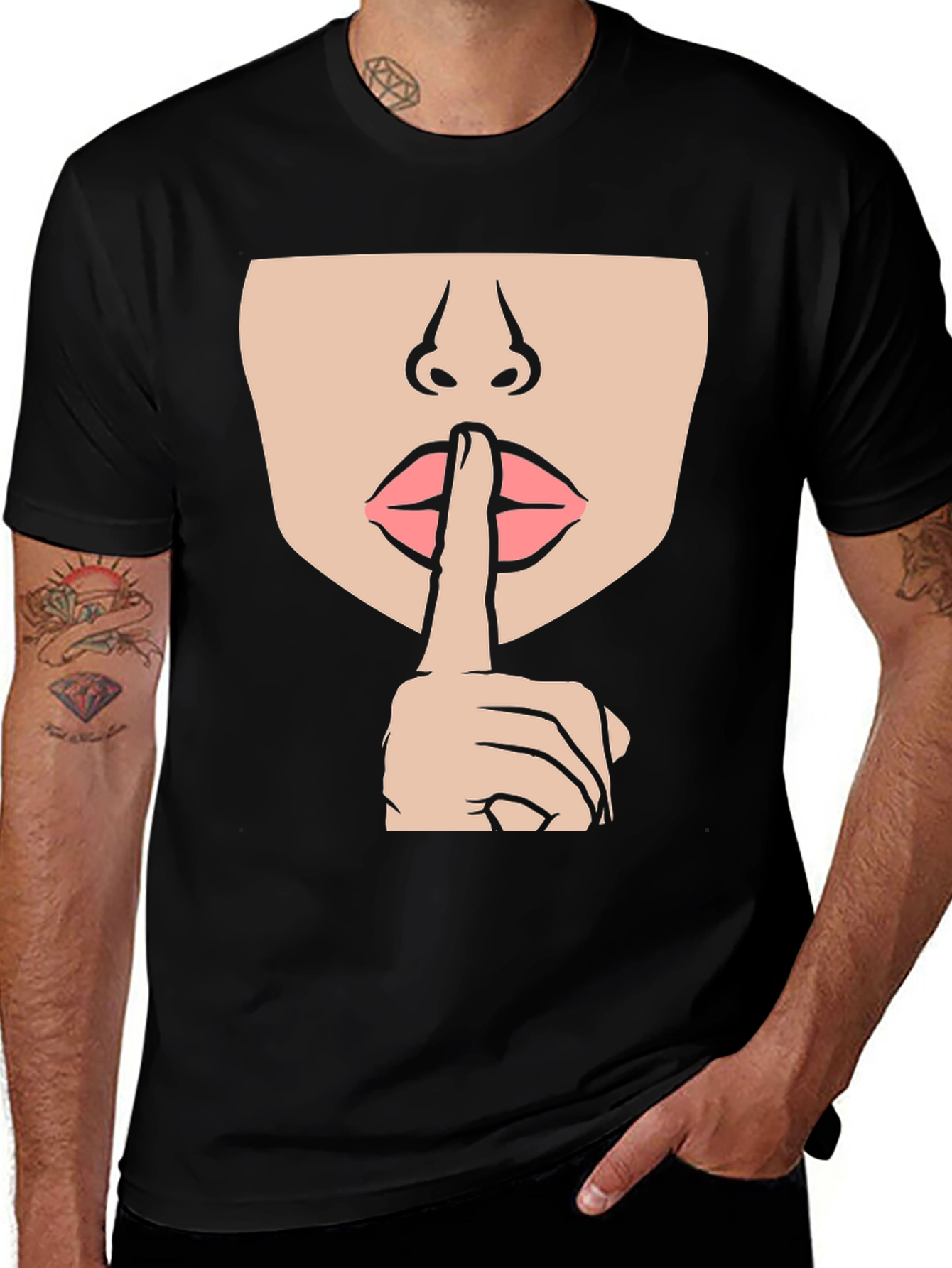 Variant 10 of Shhh! Graphic T-Shirt - Keep Quiet Design