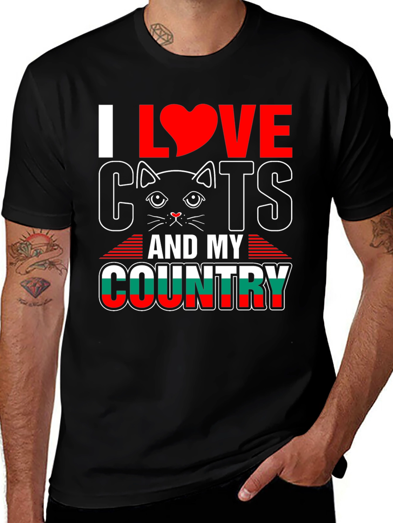 Variant 15 of I Love Cats and My Country T-Shirt