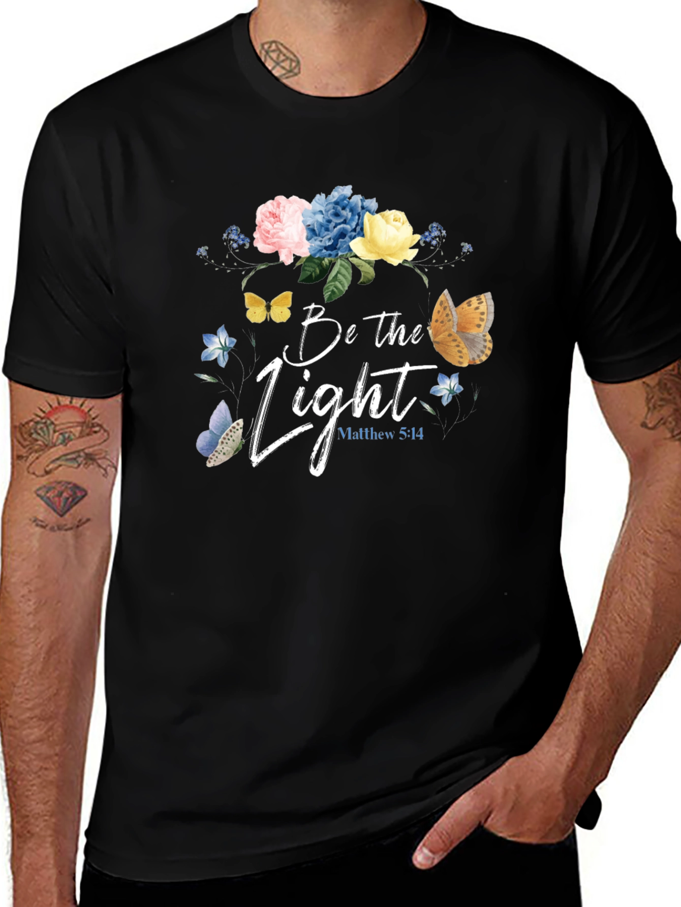 Variant 13 of Be the Light Floral Graphic Tee - Christian Inspired T-Shirt