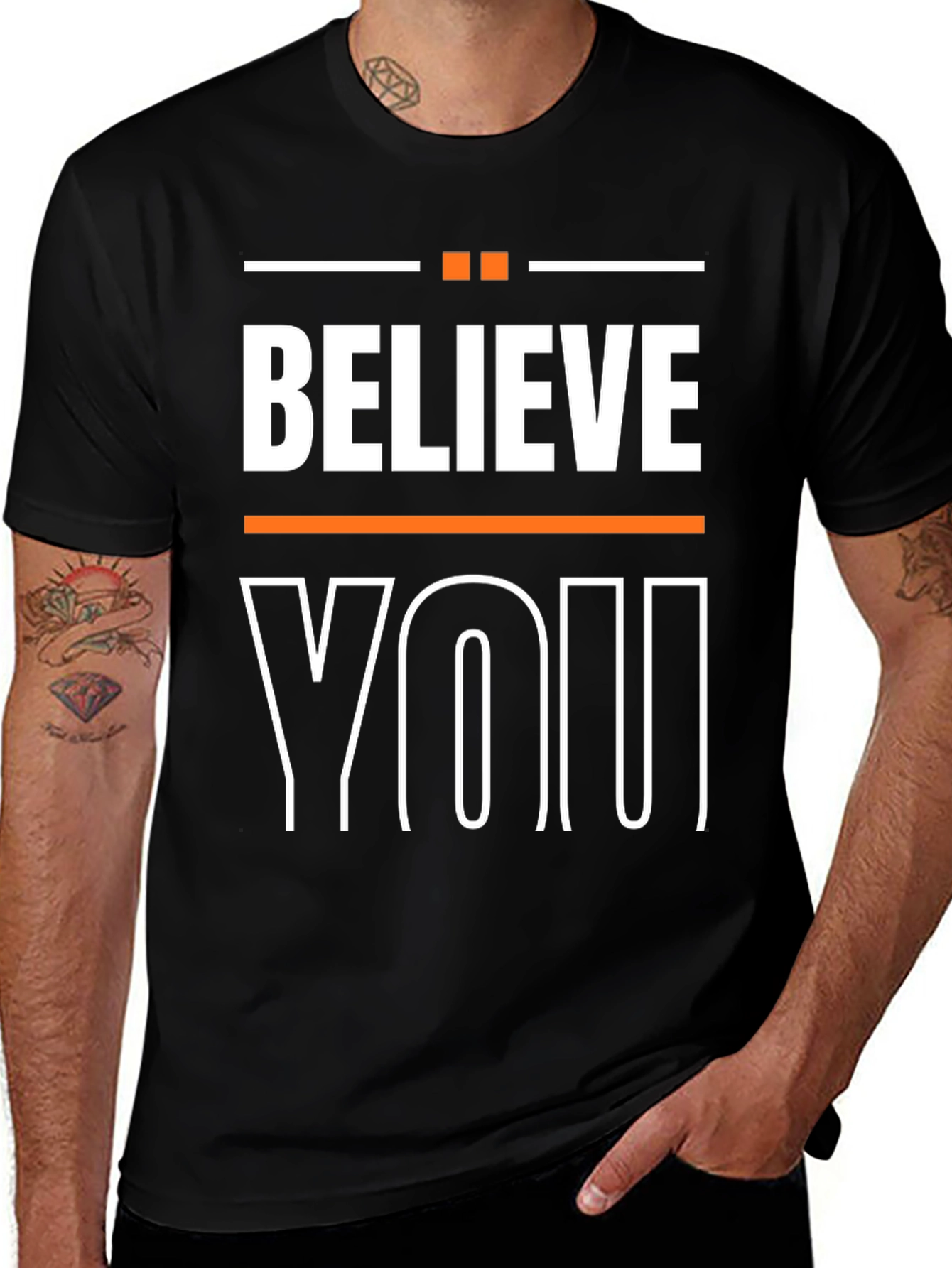 Believe In You Graphic Print Crew Neck T-Shirt