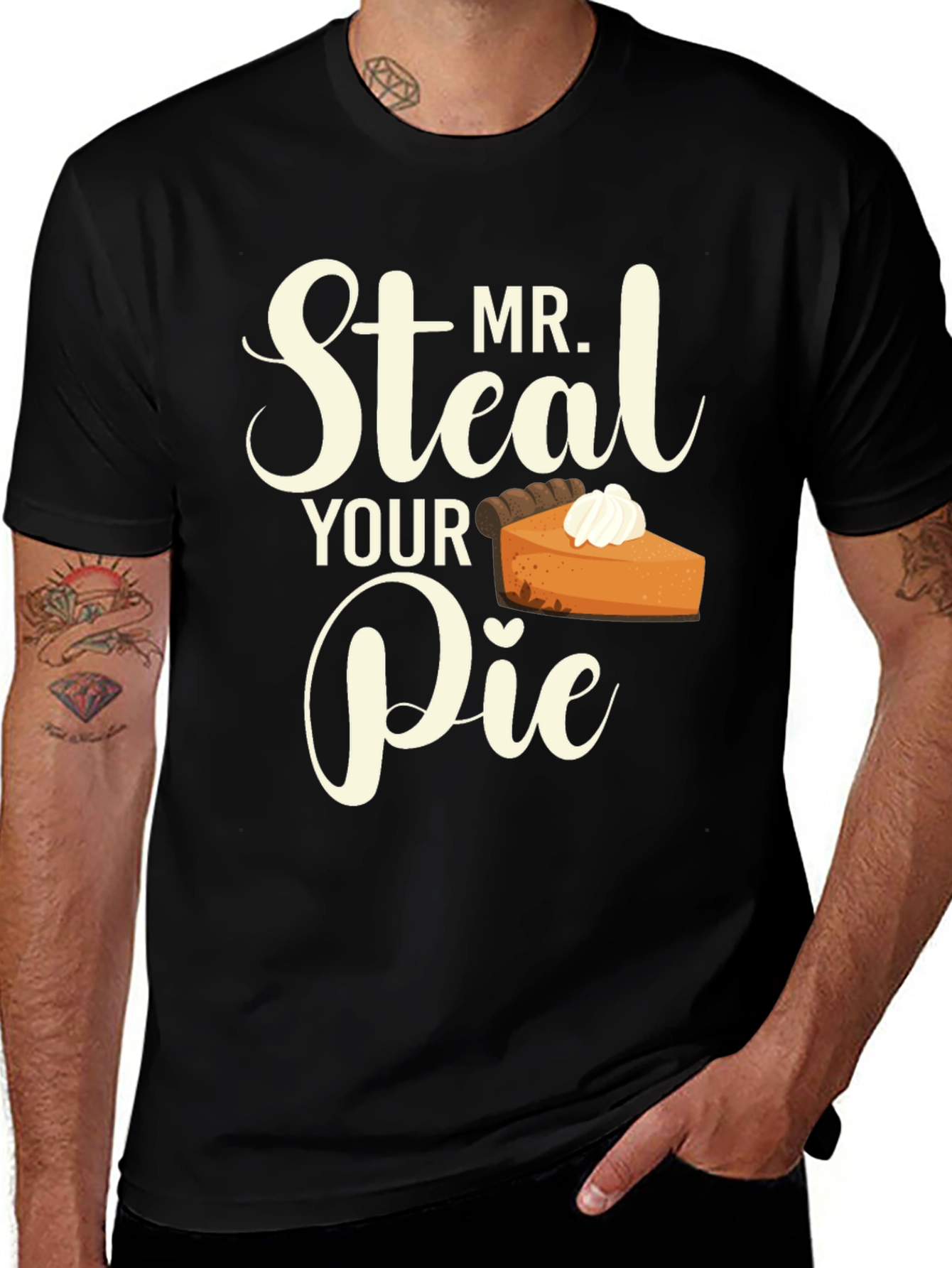 Mr. Steal Your Pie Black Graphic T-Shirt