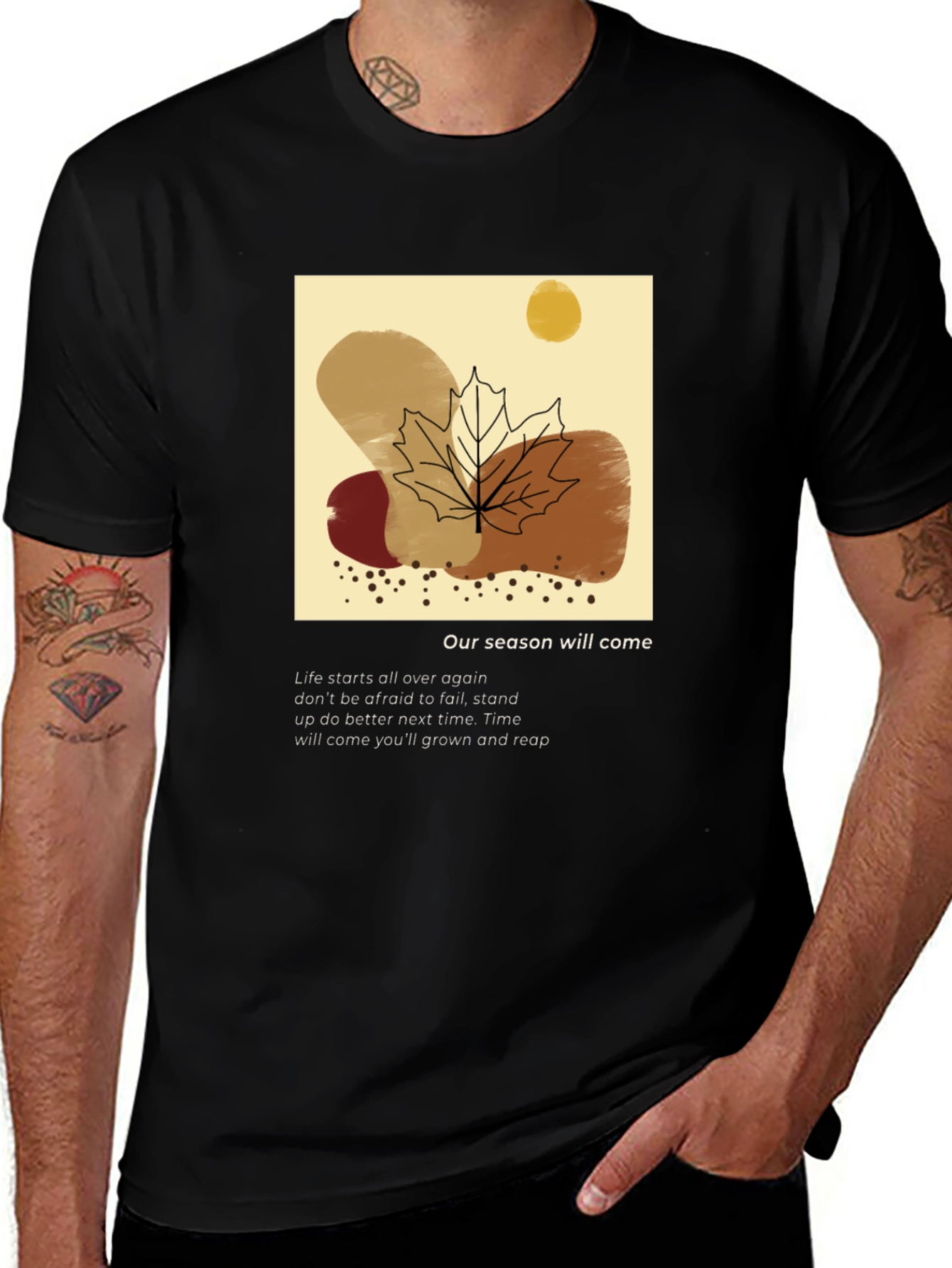 Variant 17 of Autumn Abstract Graphic Tee - Inspirational Quote T-Shirt