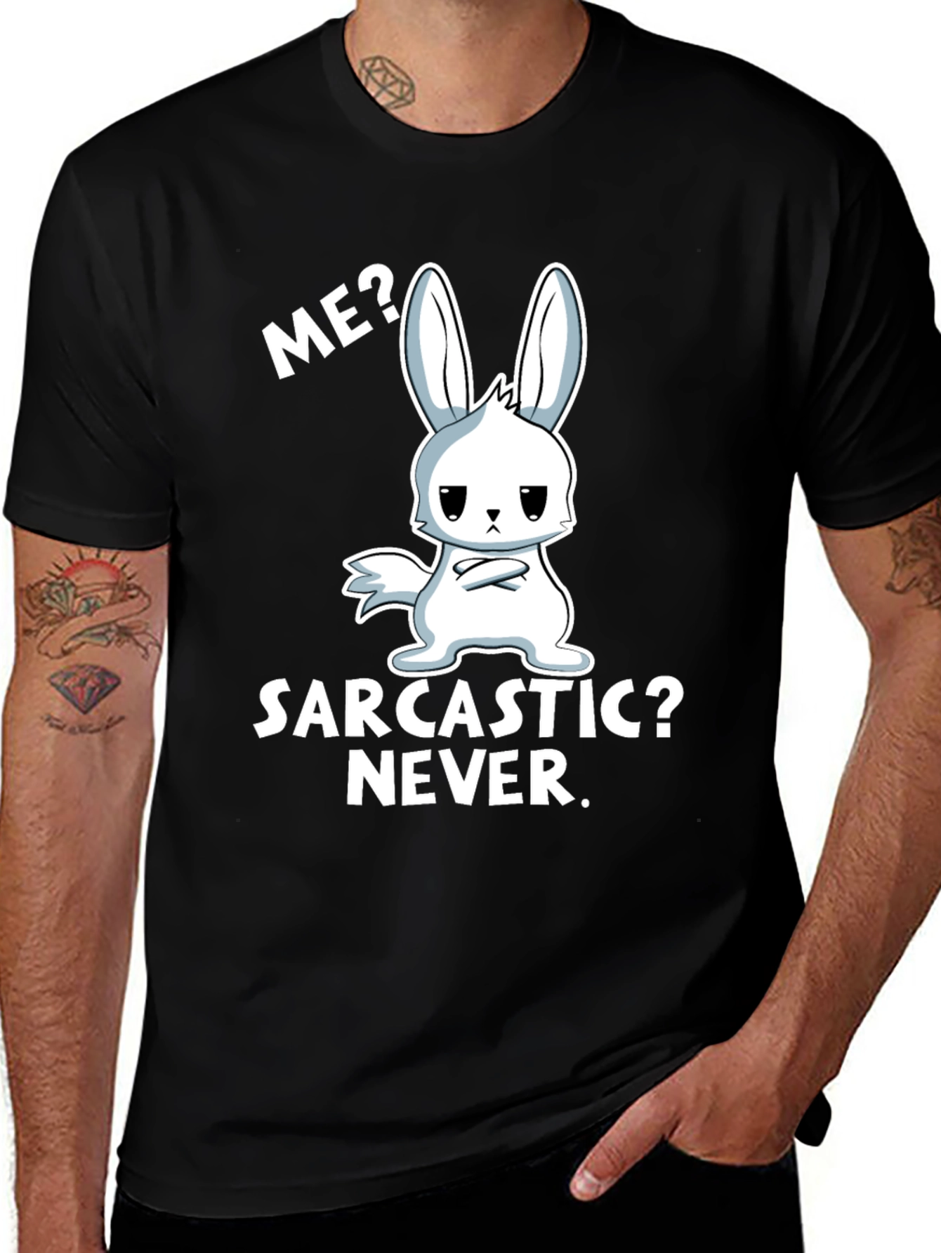 Variant 4 of Sarcastic Bunny Graphic Tee - Me? Never!