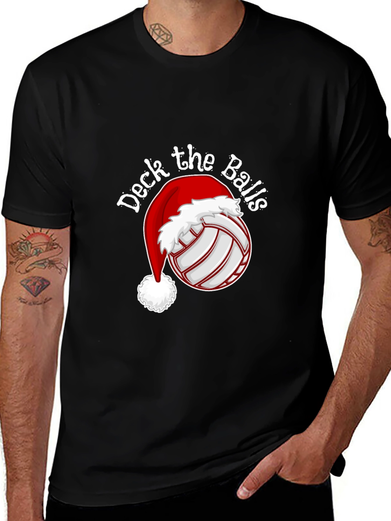 Variant 9 of Deck the Balls Volleyball Christmas T-Shirt