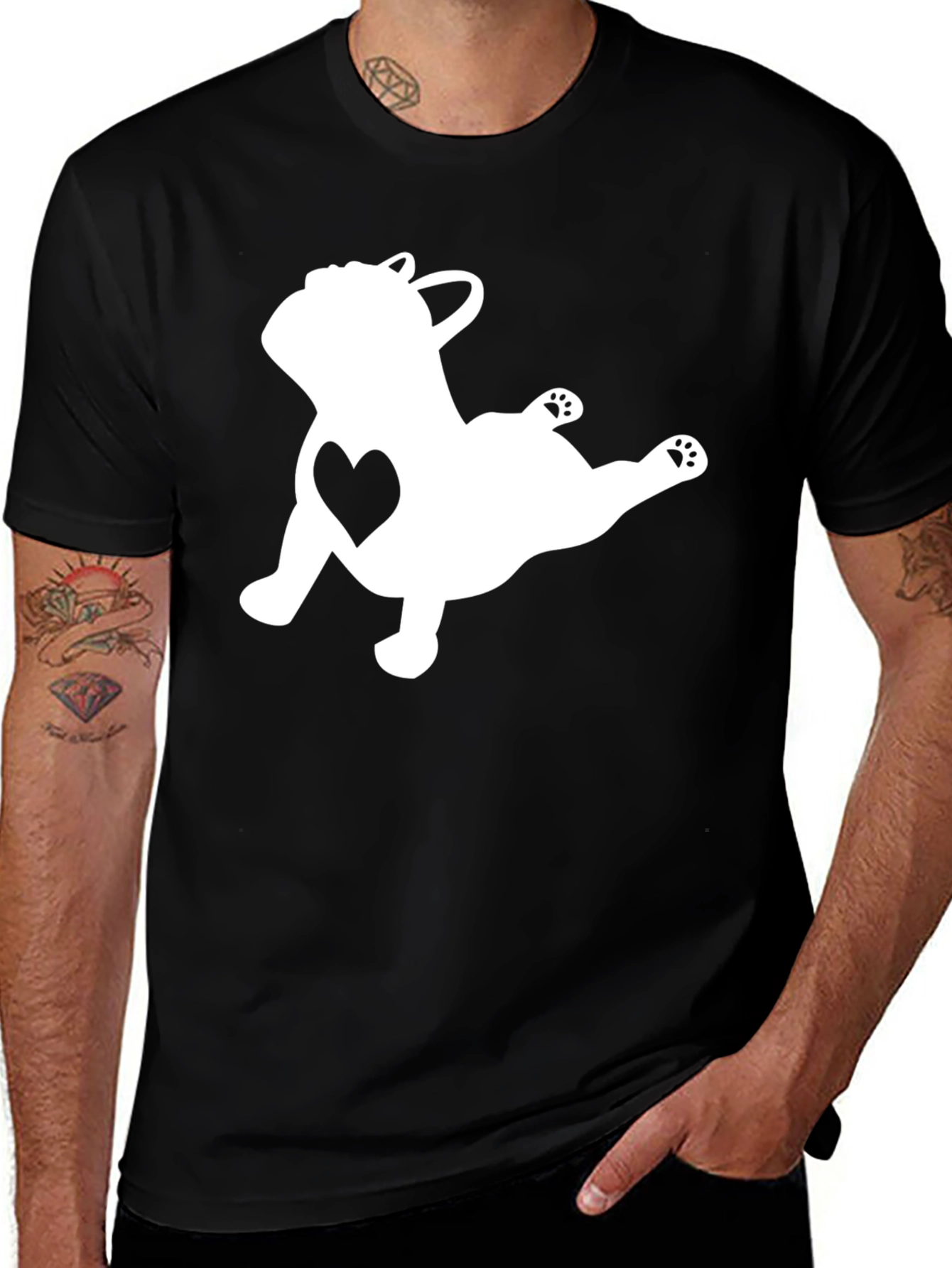 Cute French Bulldog Heart T-Shirt - Relaxed Fit