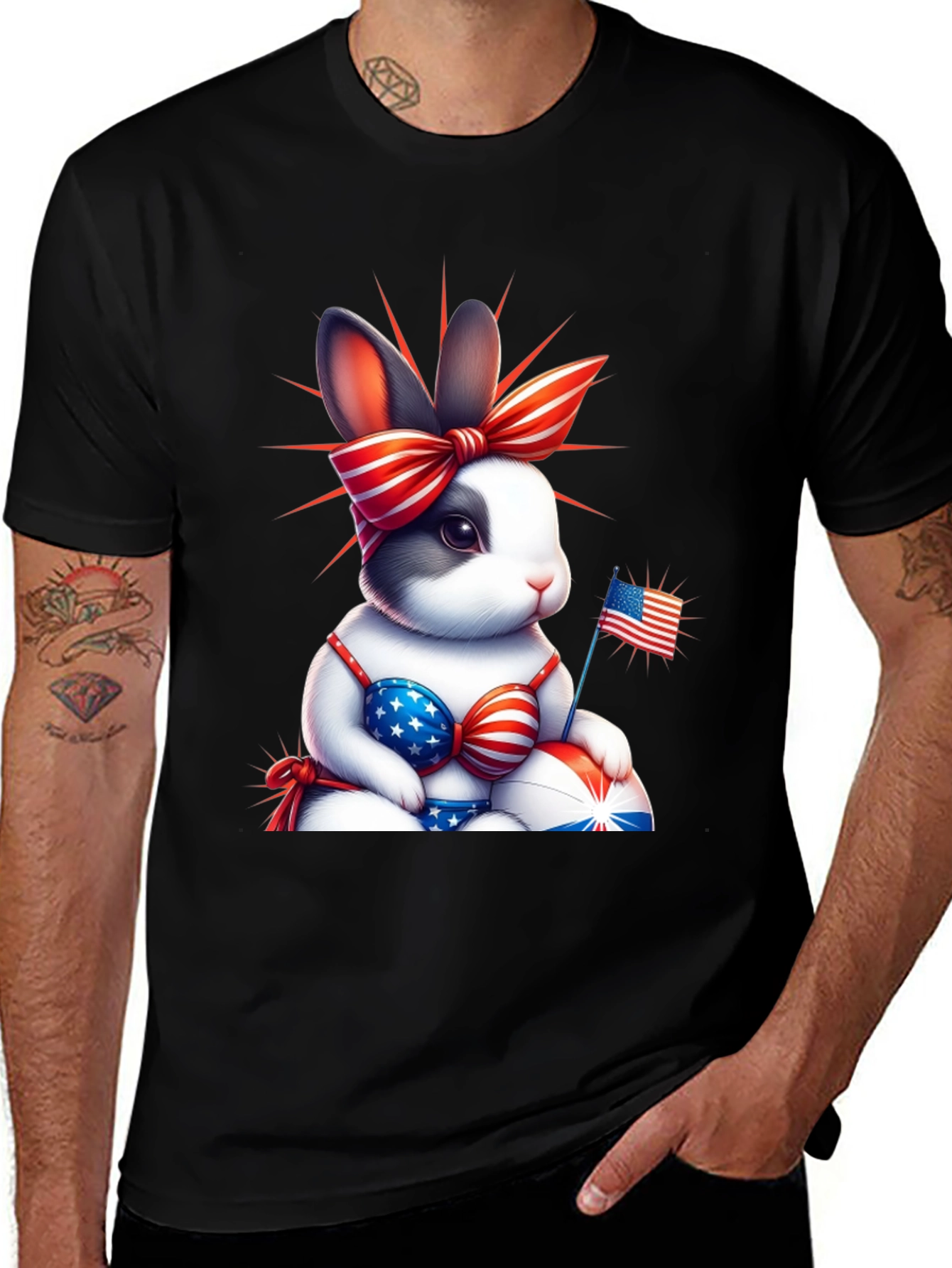 Variant 14 of Patriotic Bunny Graphic Tee
