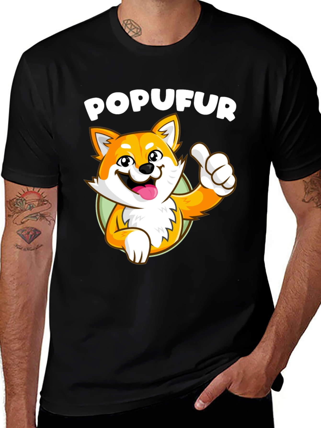 Popufur Dog Graphic Black T-Shirt