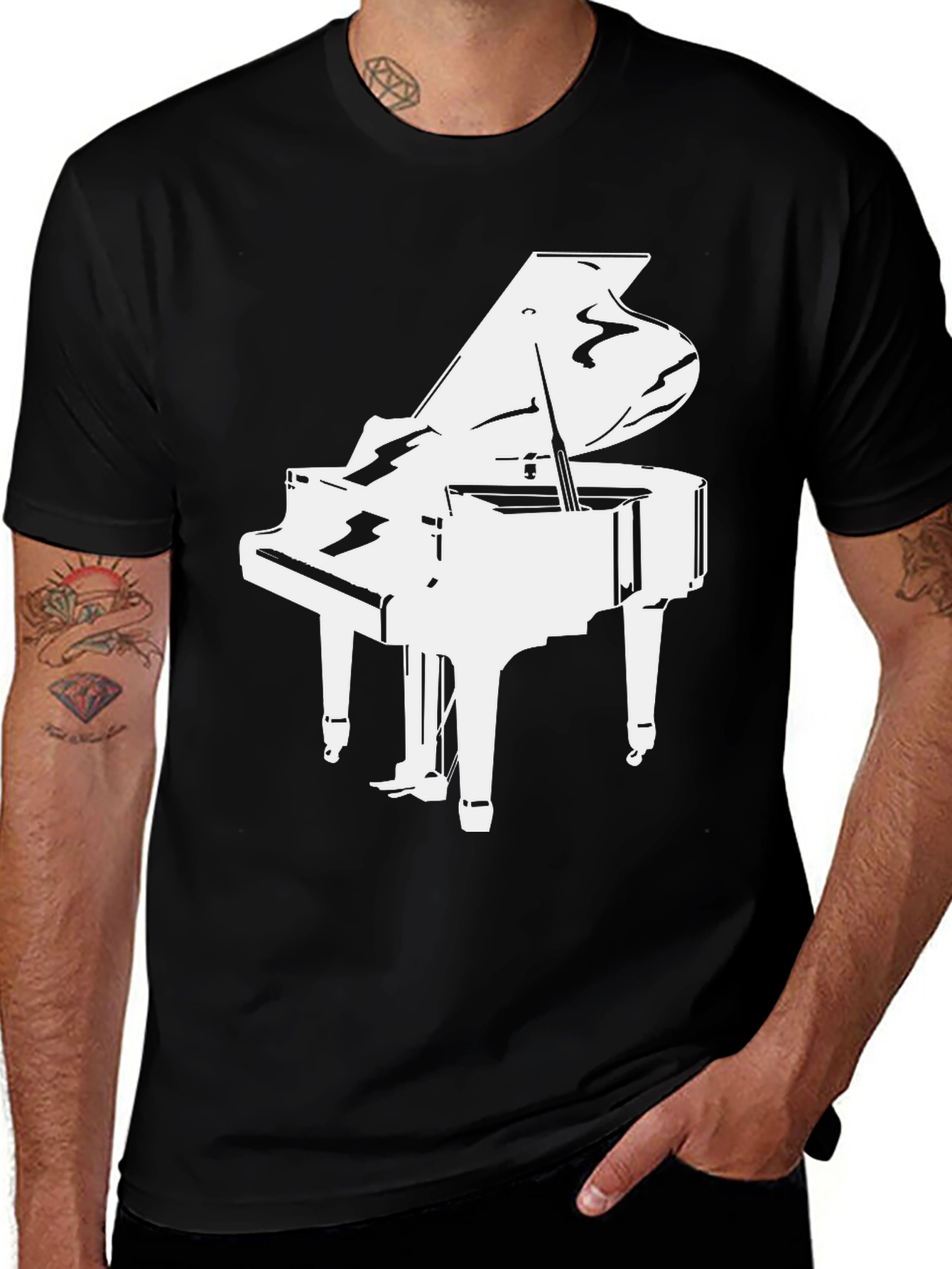 Variant 19 of Grand Piano Graphic Tee - Black