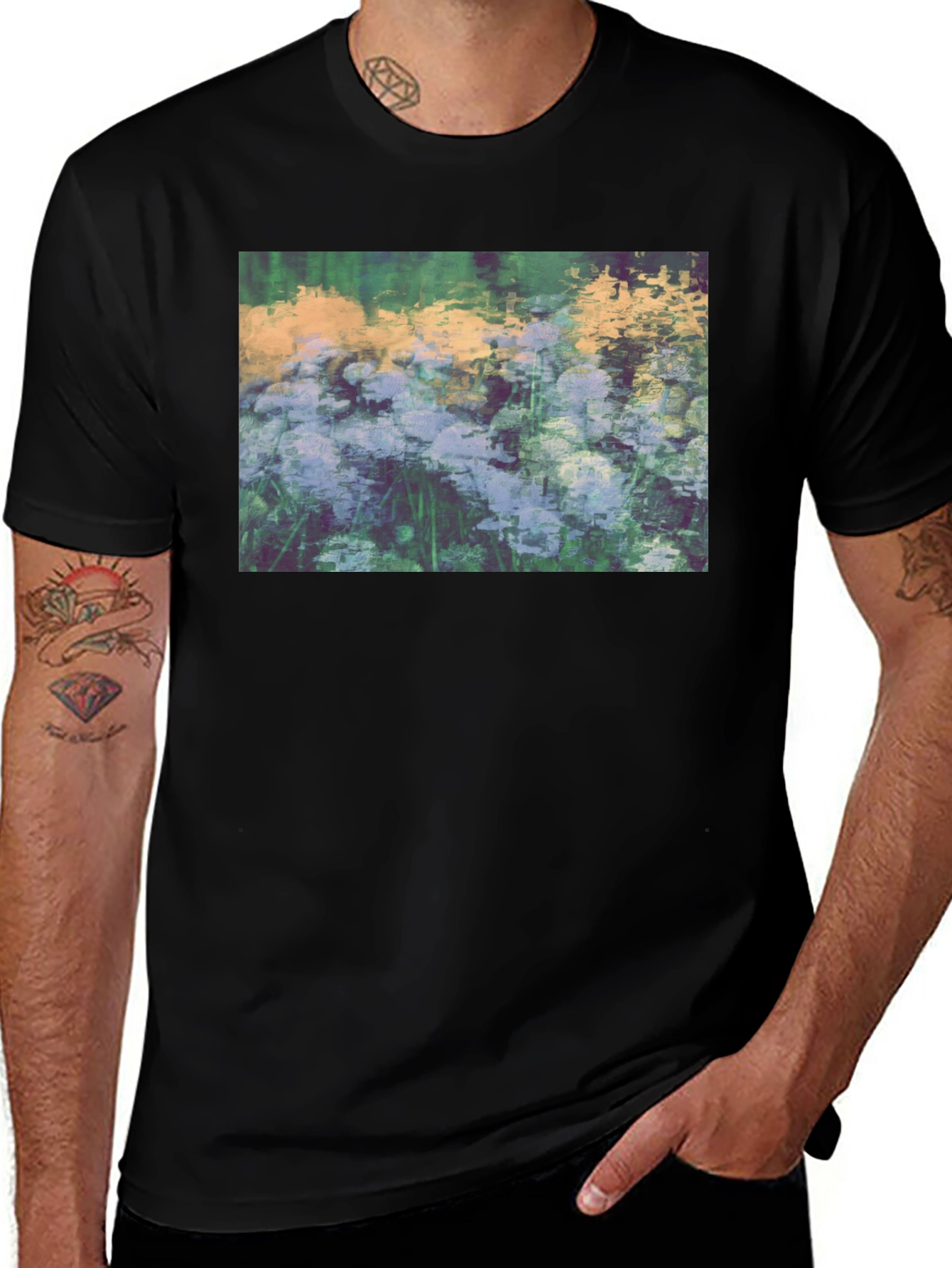 Variant 15 of Floral Impressionist Black T-Shirt