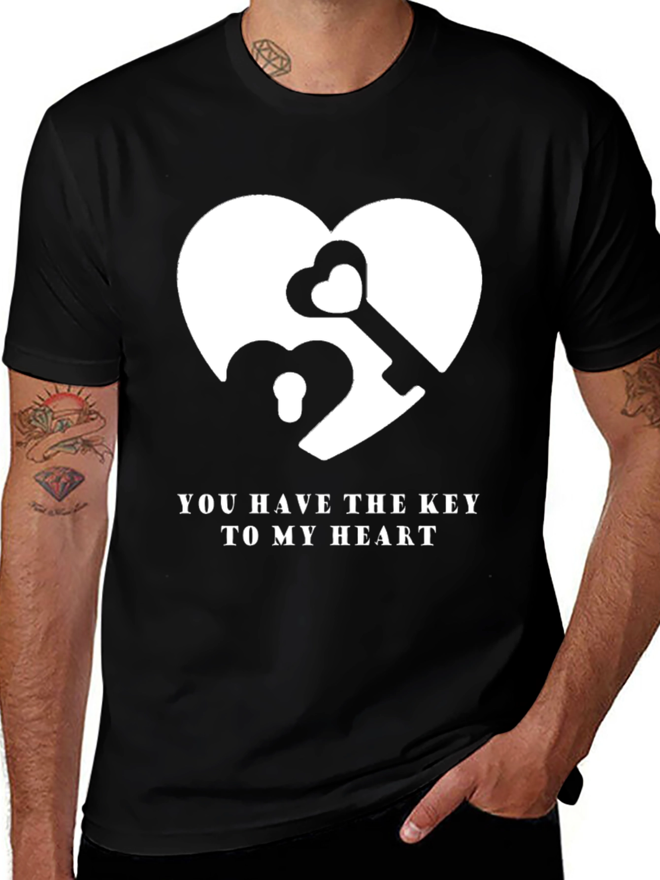 Variant 24 of Key to My Heart Graphic T-Shirt - Black, Unisex