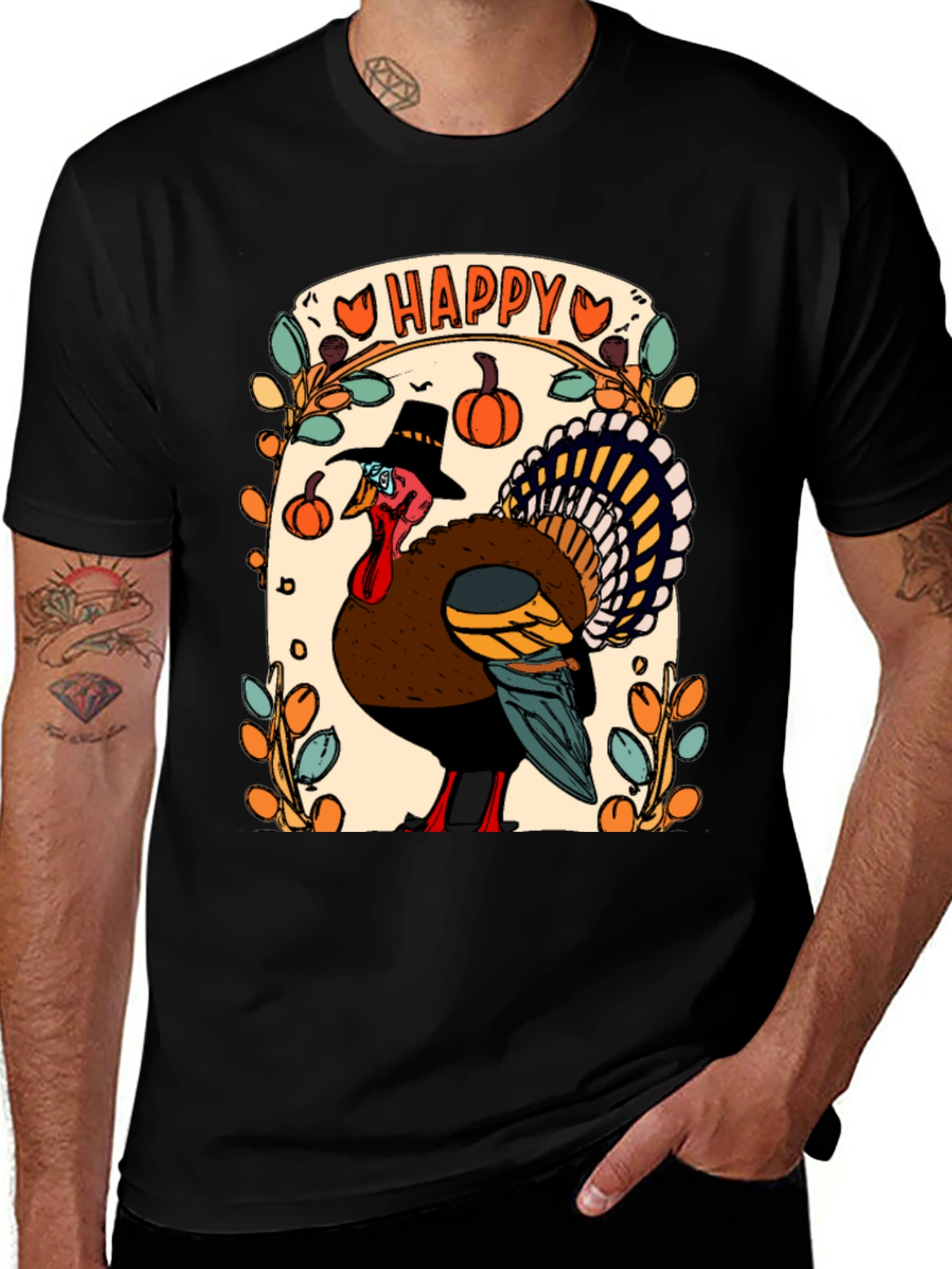 Happy Thanksgiving Turkey Graphic Tee