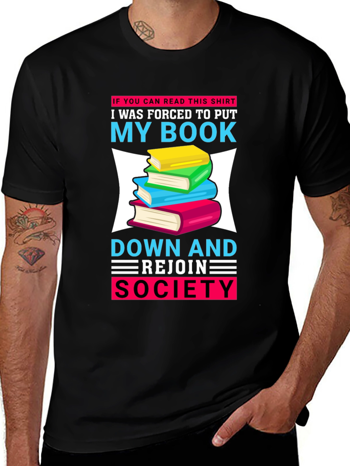 Variant 12 of Funny Book Lover T-Shirt: Forced to Put My Book Down