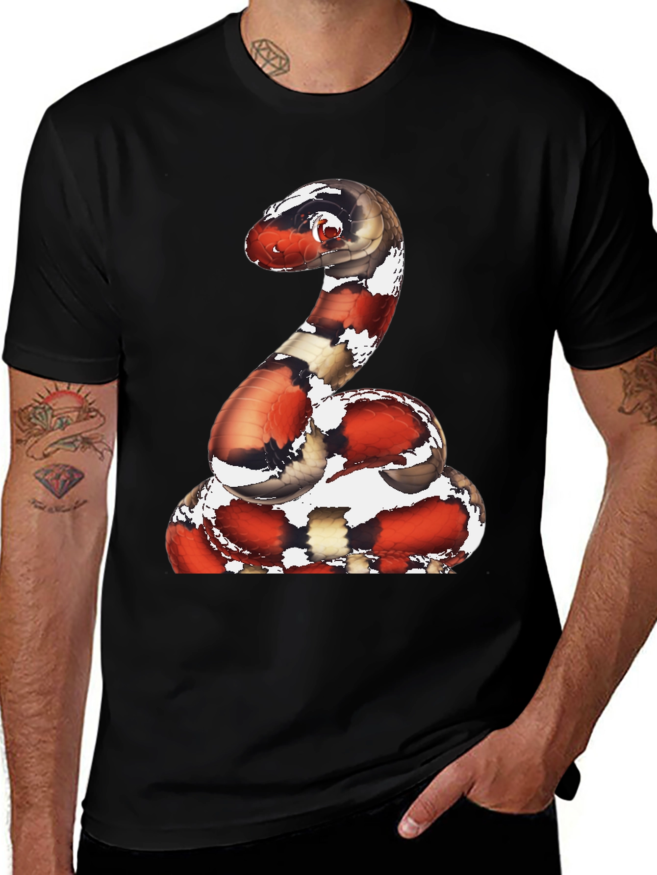 Variant 28 of Snake Graphic Tee - Men's Black T-Shirt