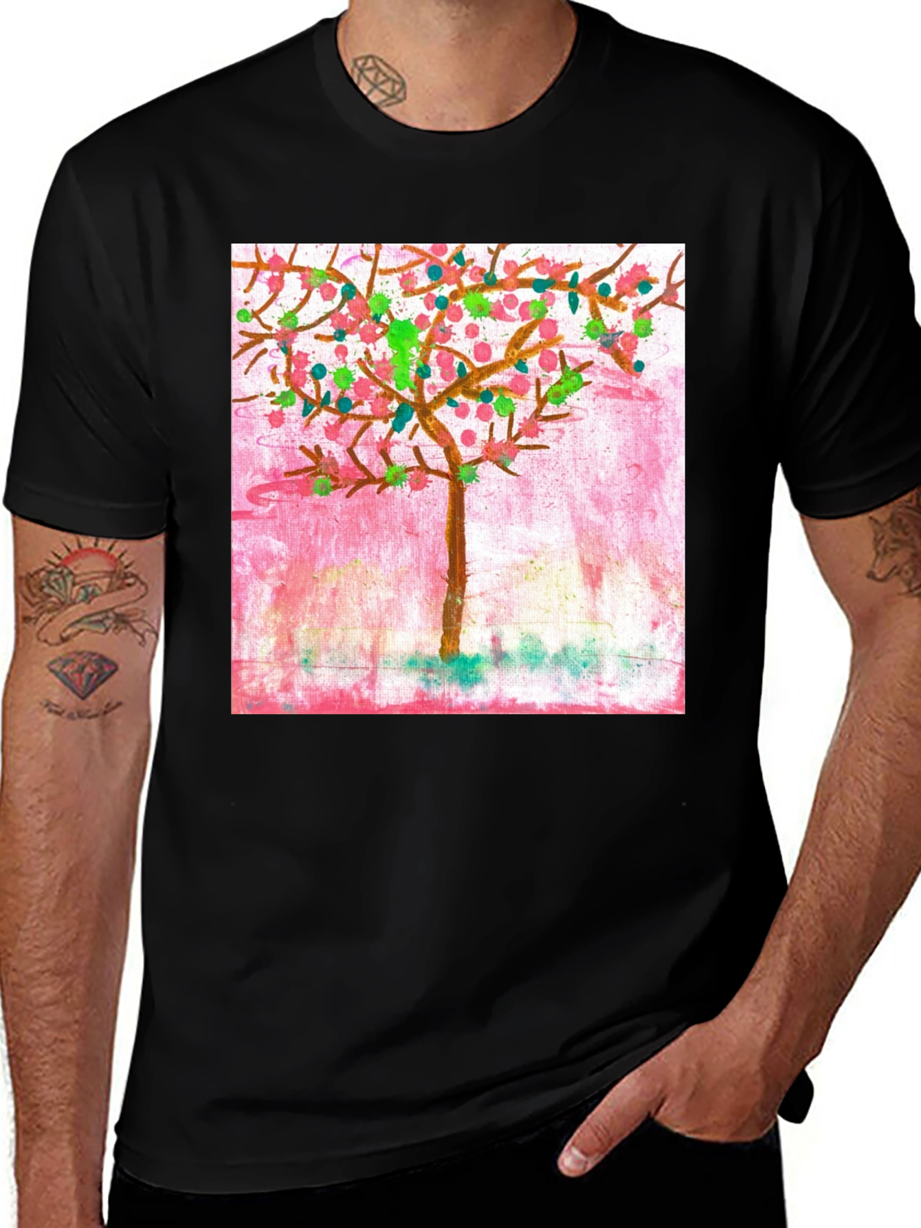 Variant 18 of Whimsical Painted Tree Graphic Tee
