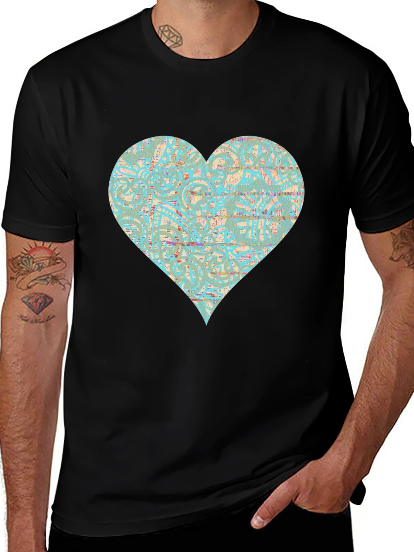 Variant 29 of Patterned Heart Graphic Tee - Stylish Casual Wear