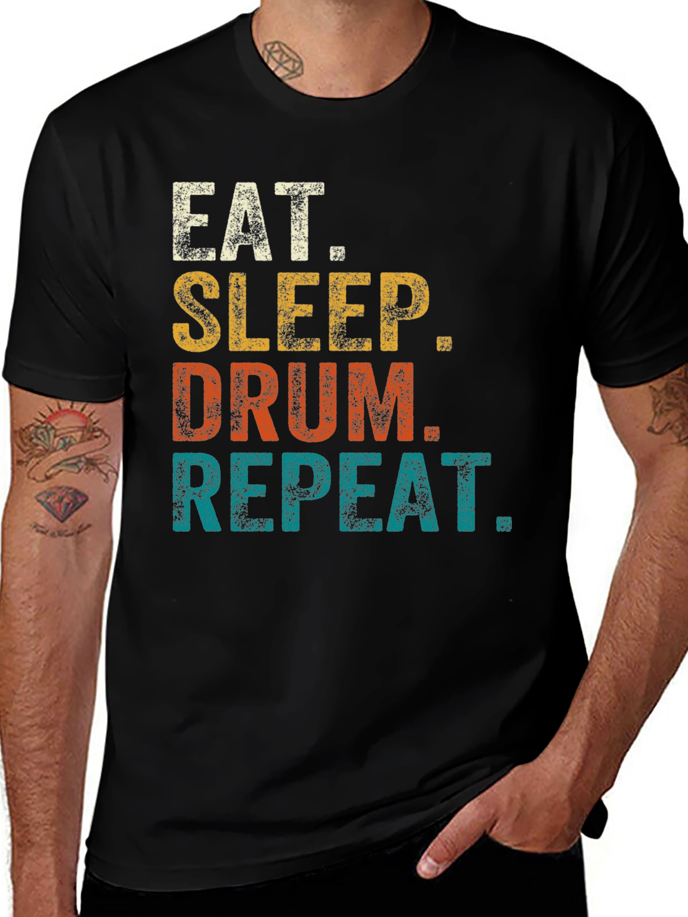 Variant 2 of Eat Sleep Drum Repeat T-Shirt - Musician Tee