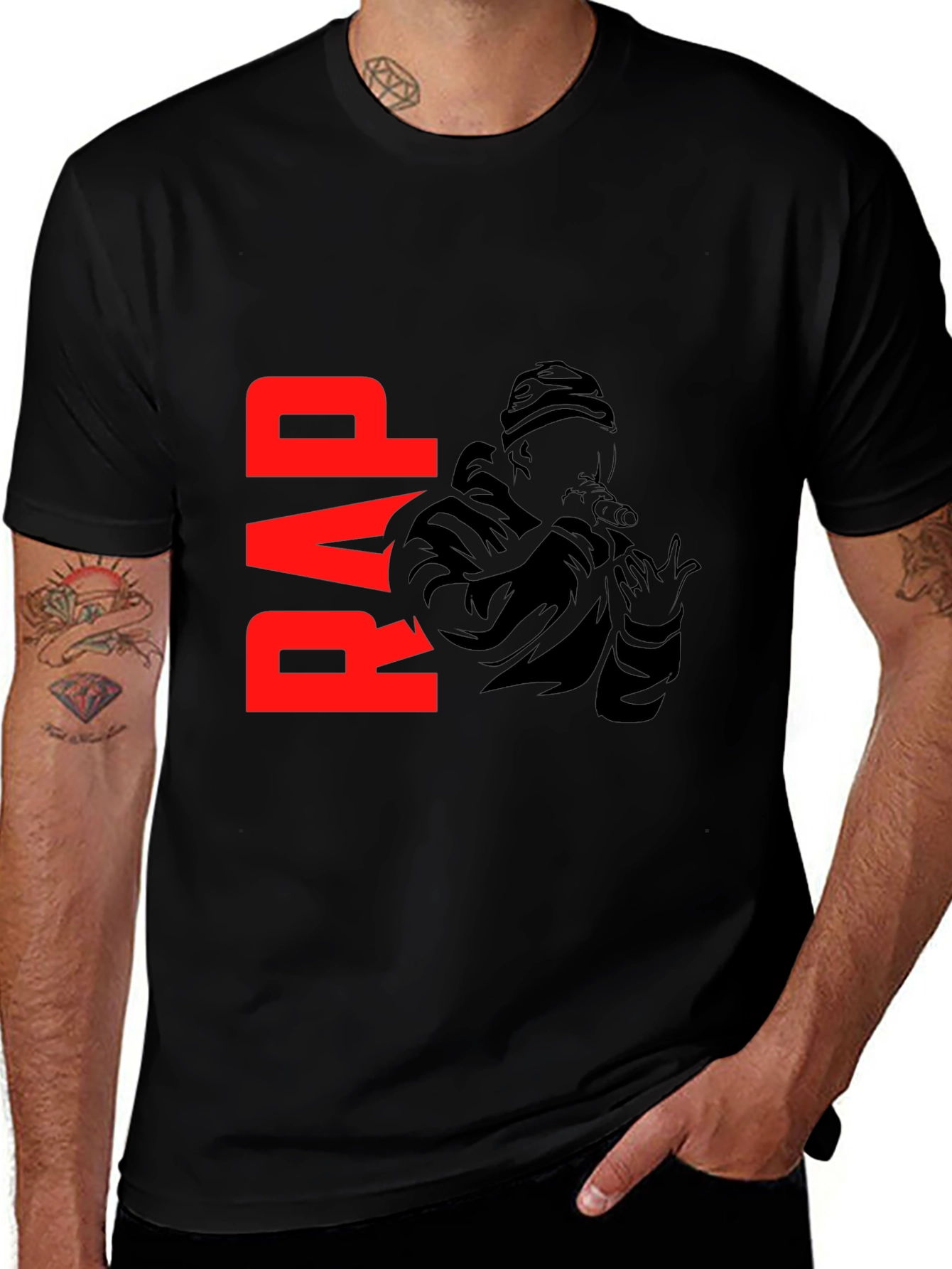 Variant 16 of Rap Graphic Black T-Shirt