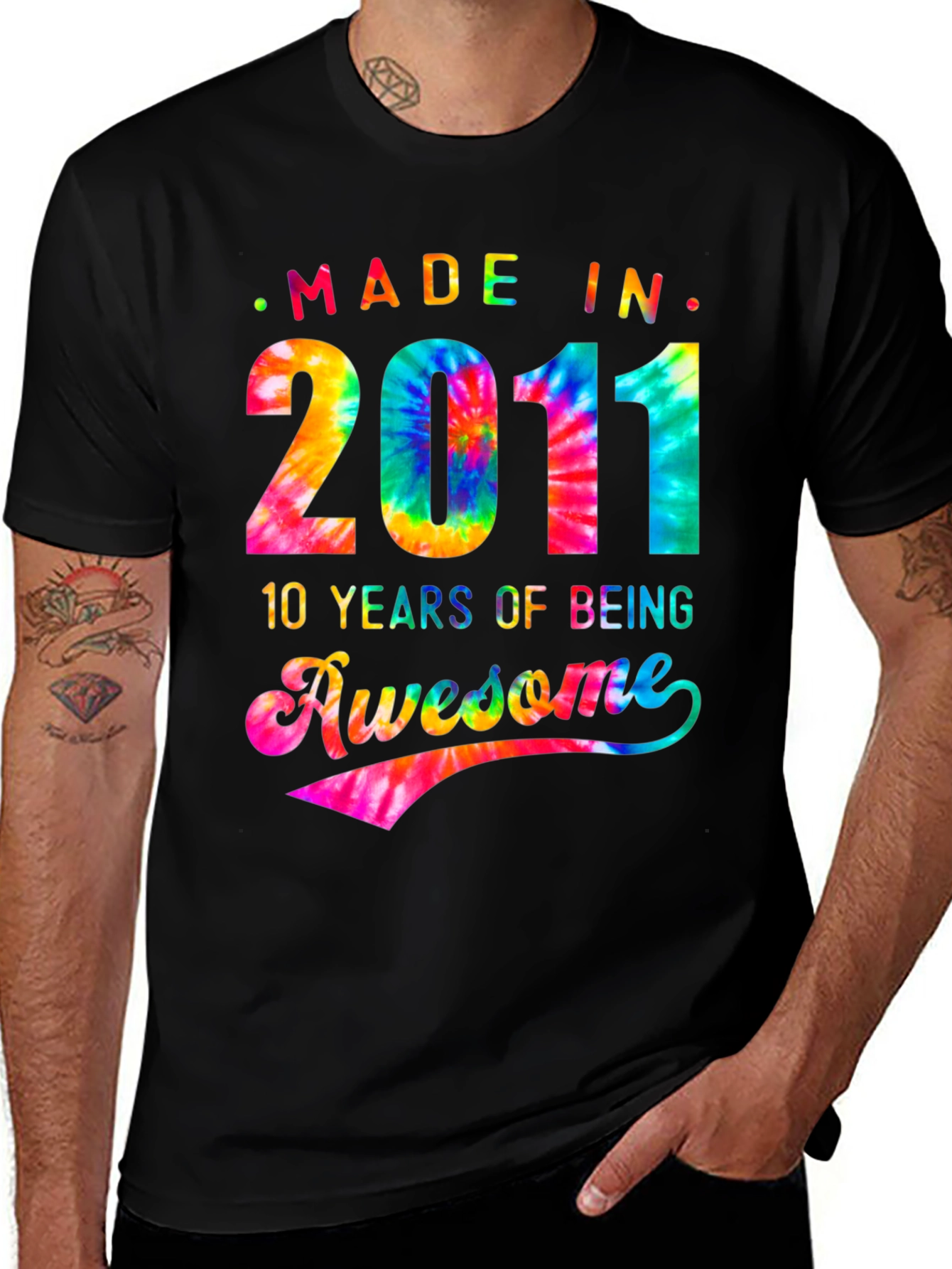 Black Made in 2011 Tie Dye Graphic T-Shirt main image