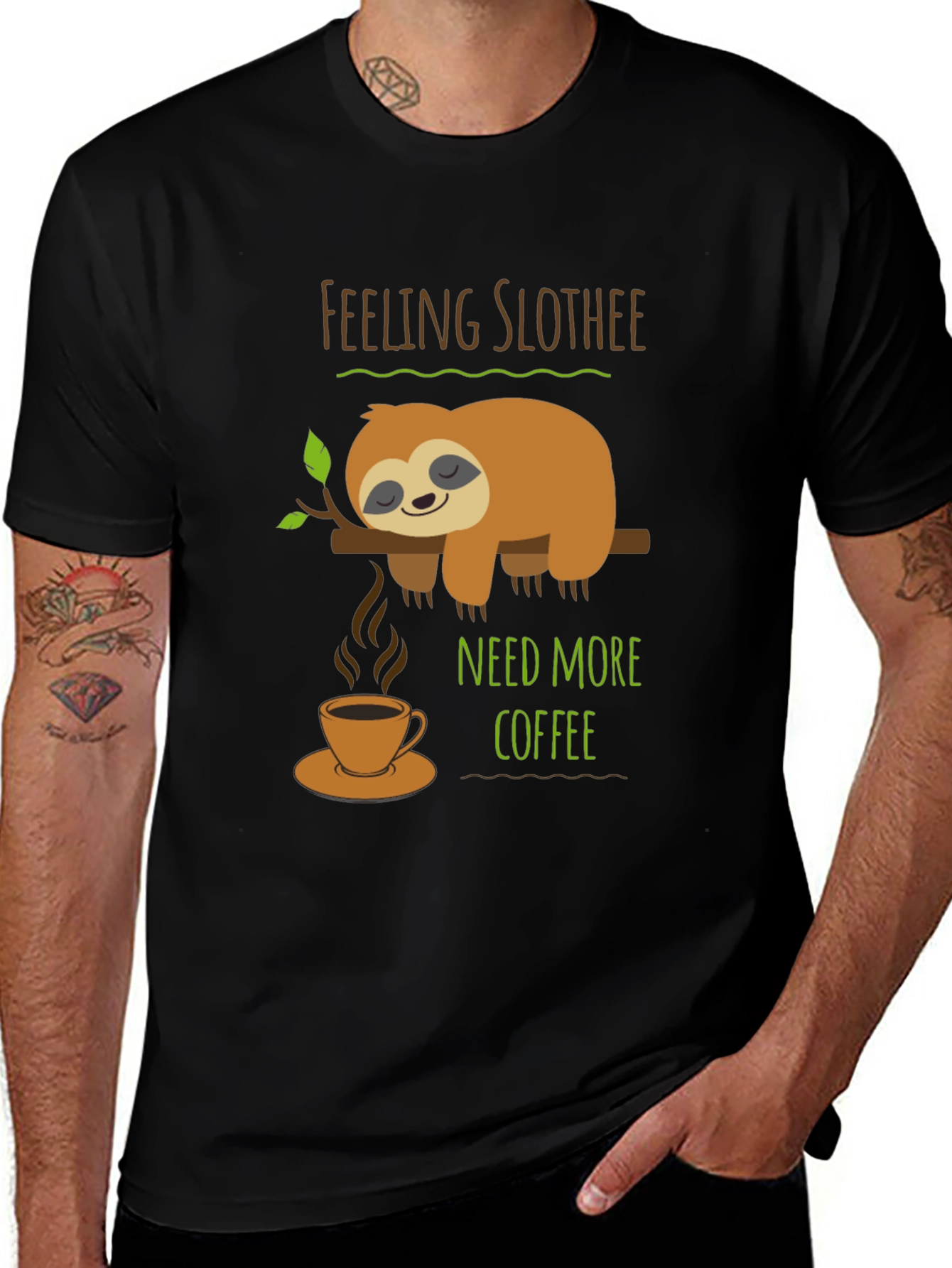 Variant 10 of Feeling Slothee, Need More Coffee T-Shirt