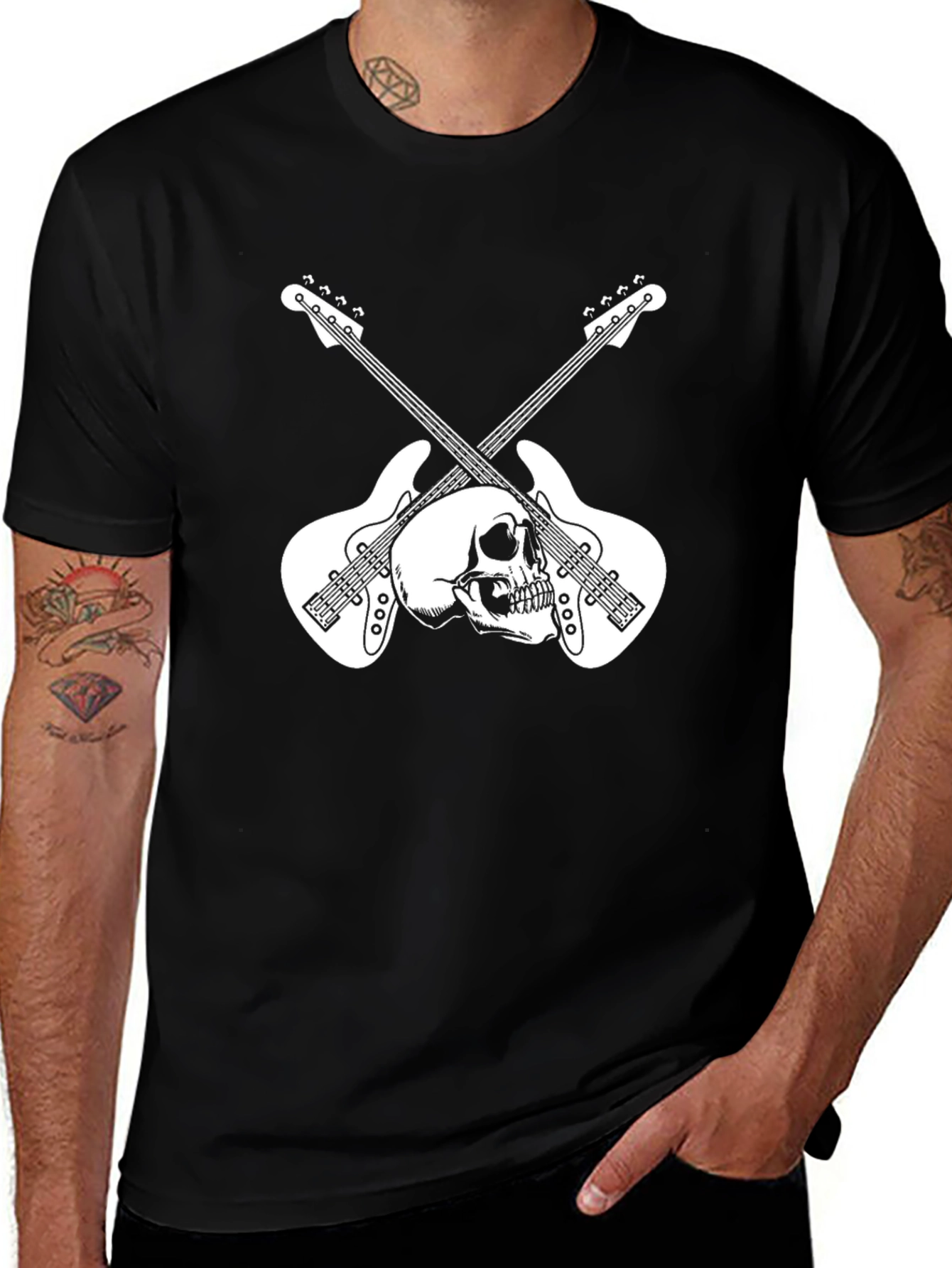 Variant 10 of Skull & Guitars Graphic Tee - Rocker Style