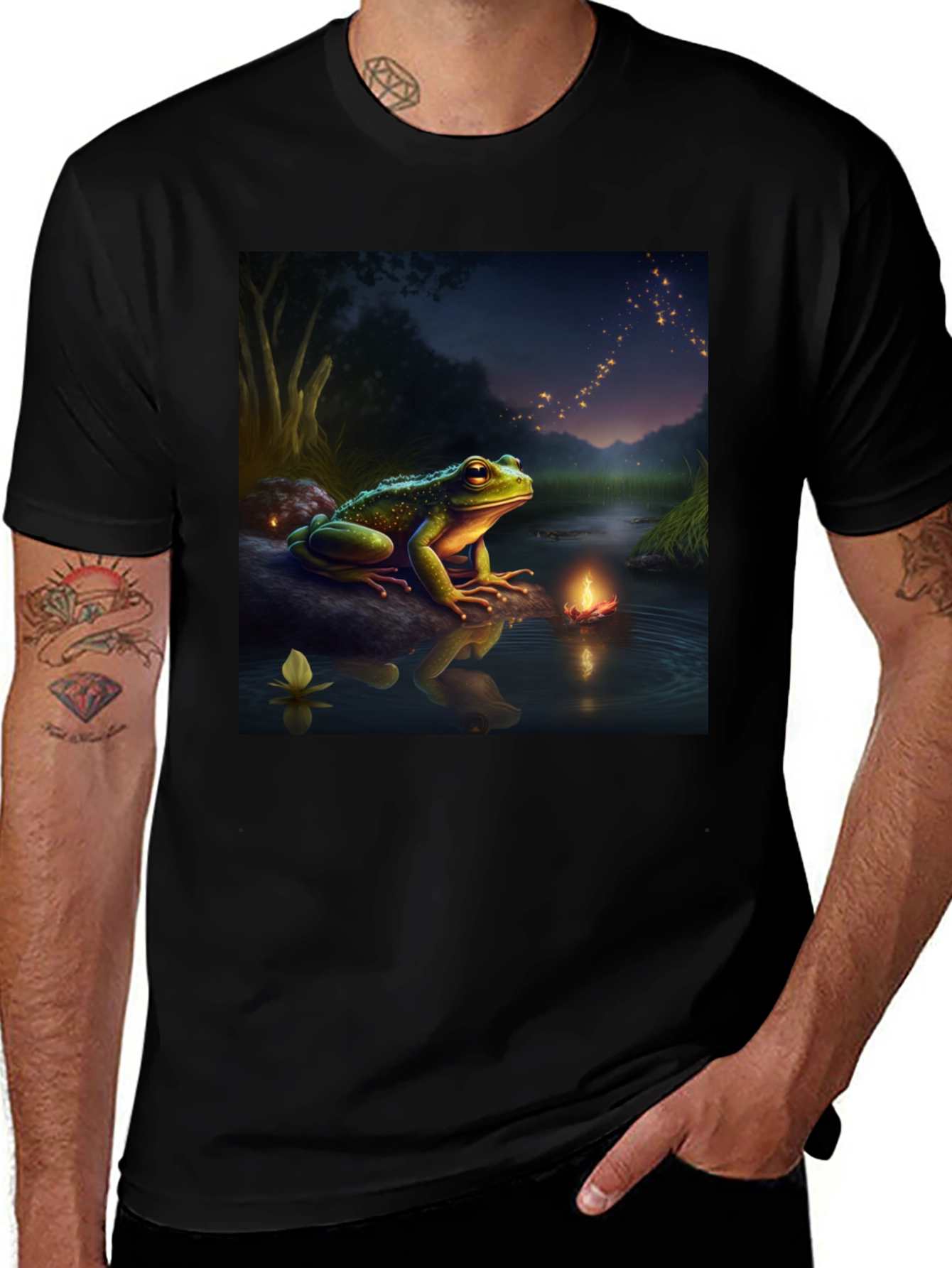 Frog & Firefly T-Shirt - Fantasy Design