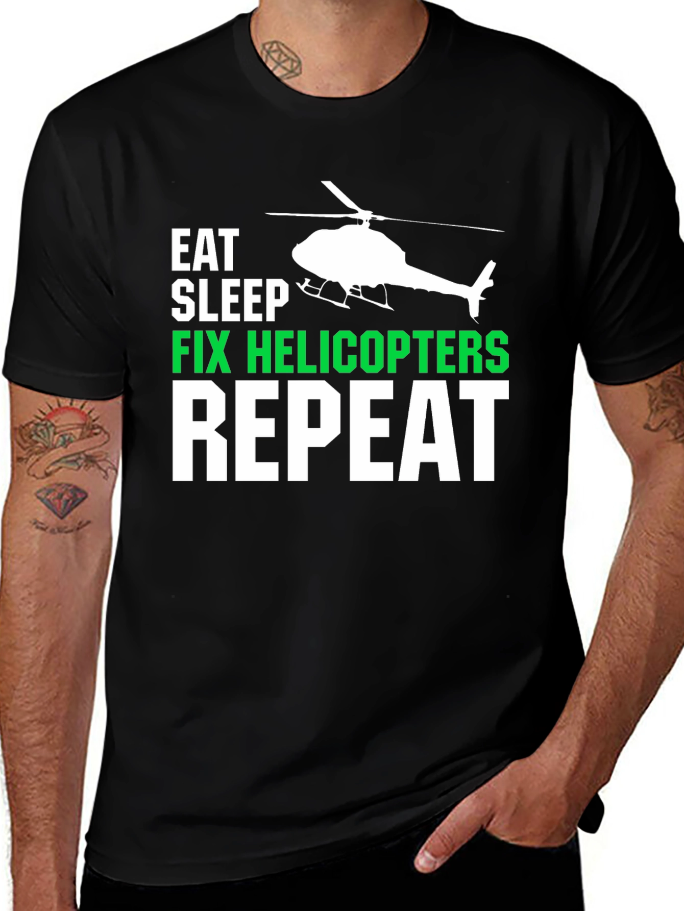 Variant 12 of Eat Sleep Fix Helicopters Repeat T-Shirt