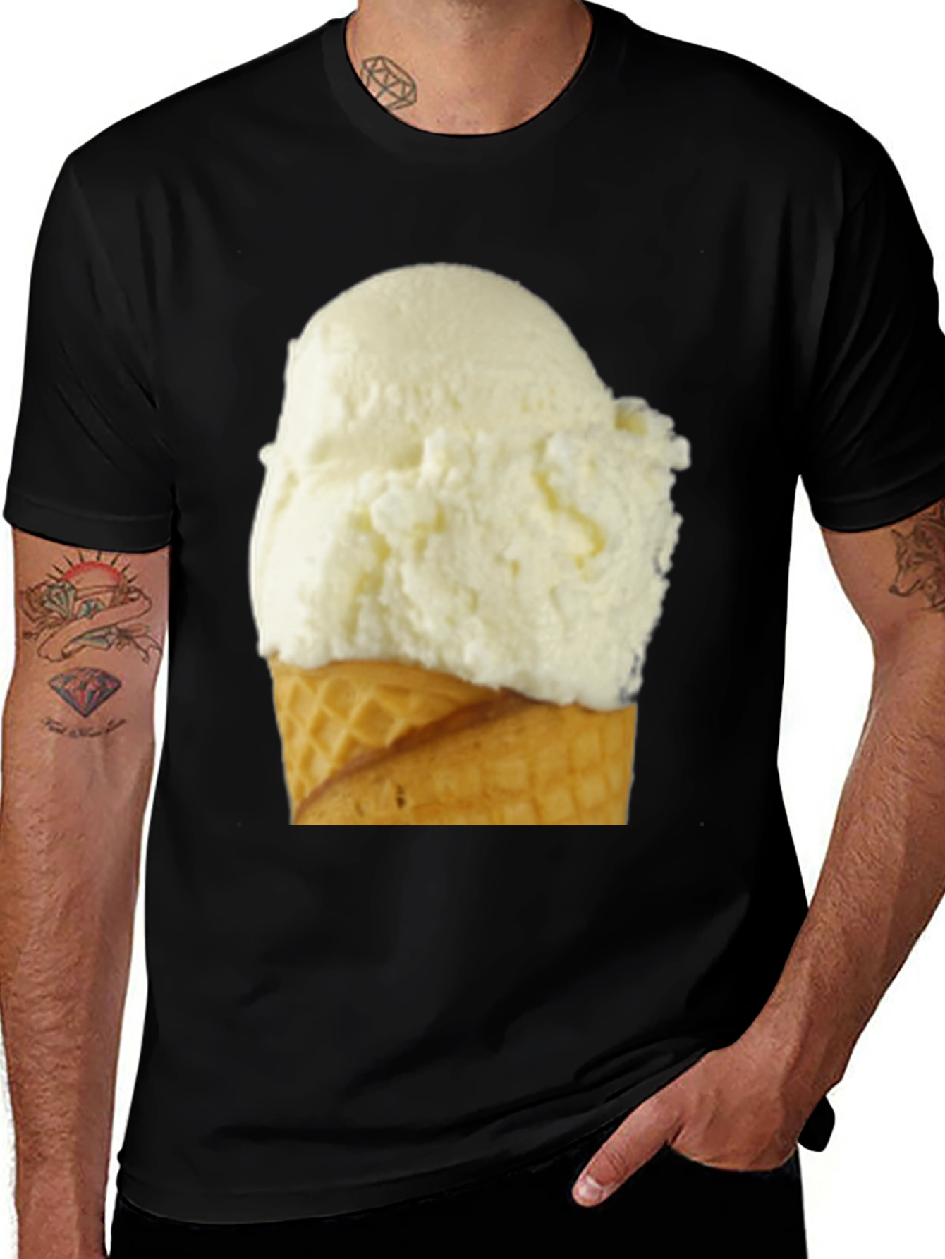 Variant 2 of Ice Cream Cone Graphic Tee - Casual Black T-Shirt