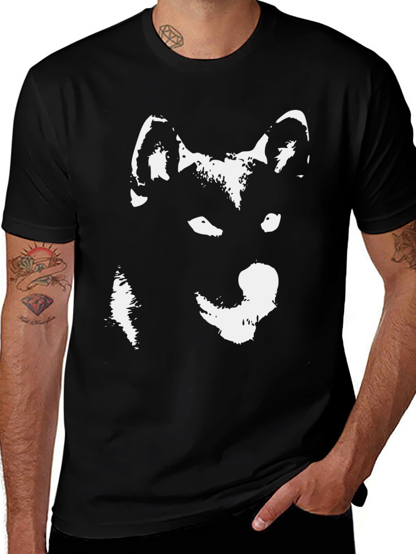 Variant 15 of Wolf Graphic Black T-Shirt - Cool Animal Tee