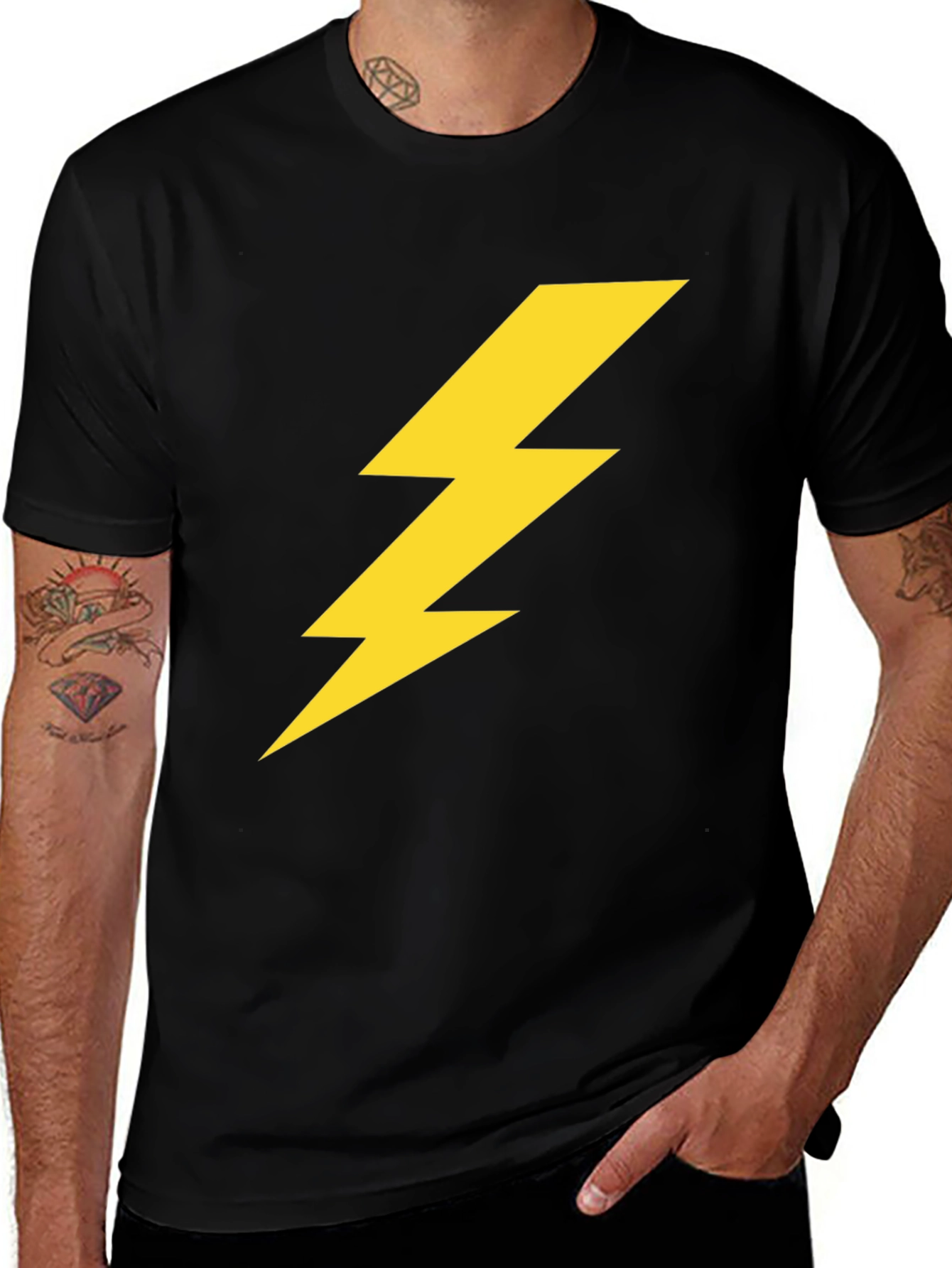 Variant 26 of Lightning Bolt Graphic Tee - Black Casual T-Shirt