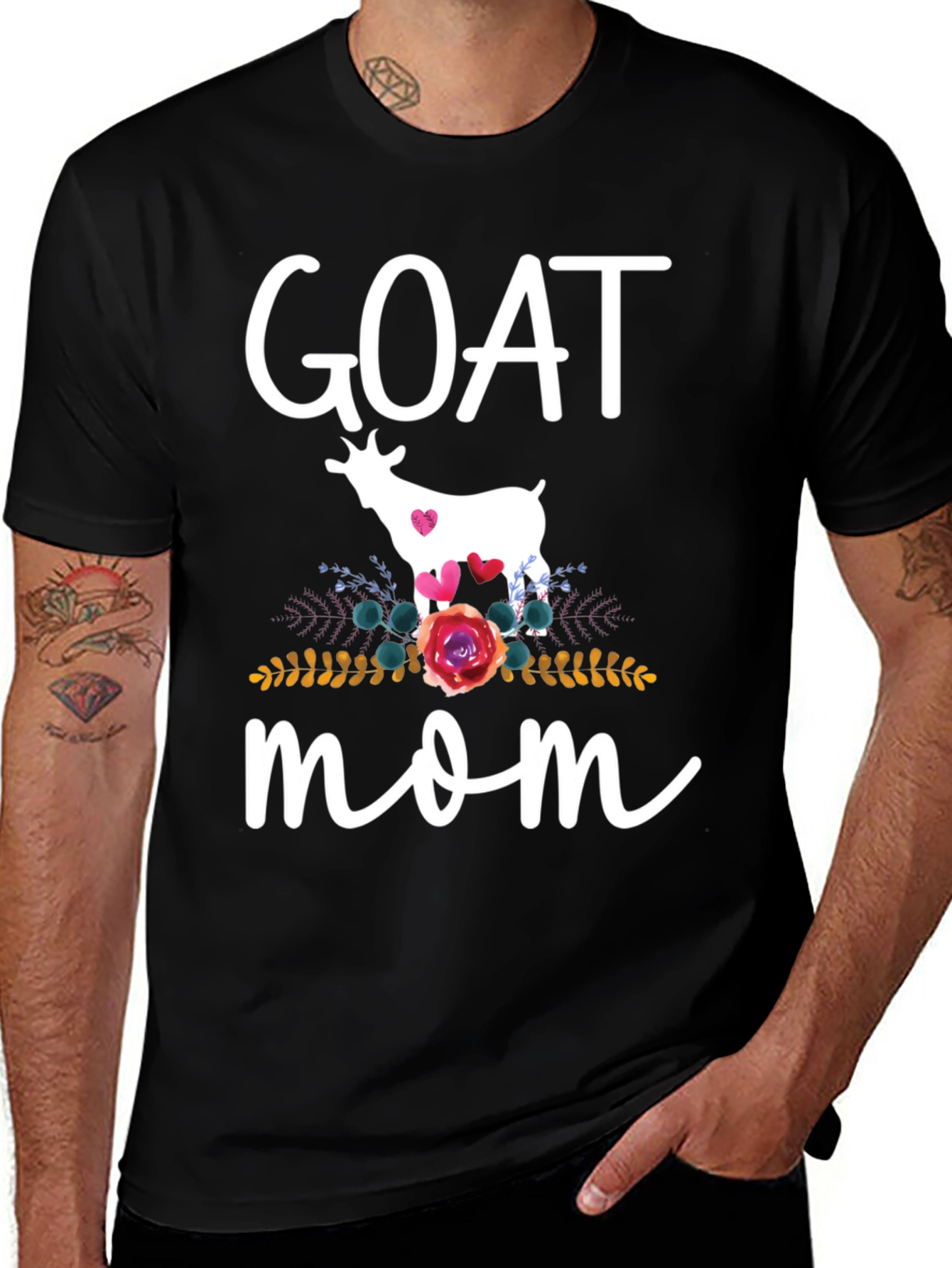 Variant 8 of Goat Mom T-Shirt - Floral Goat Design