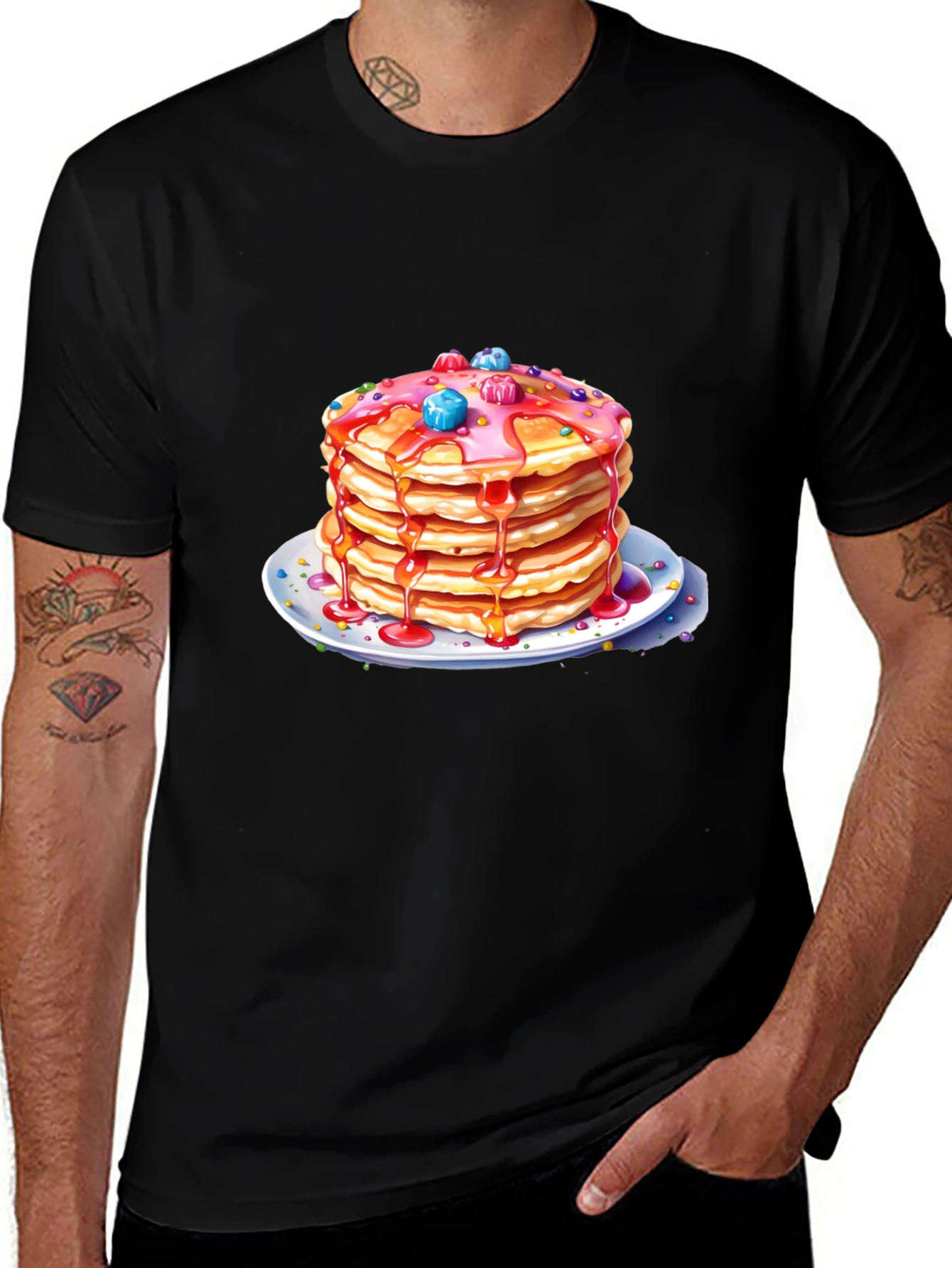 Variant 28 of Pancake Stack Graphic Tee - Breakfast Lover's T-Shirt