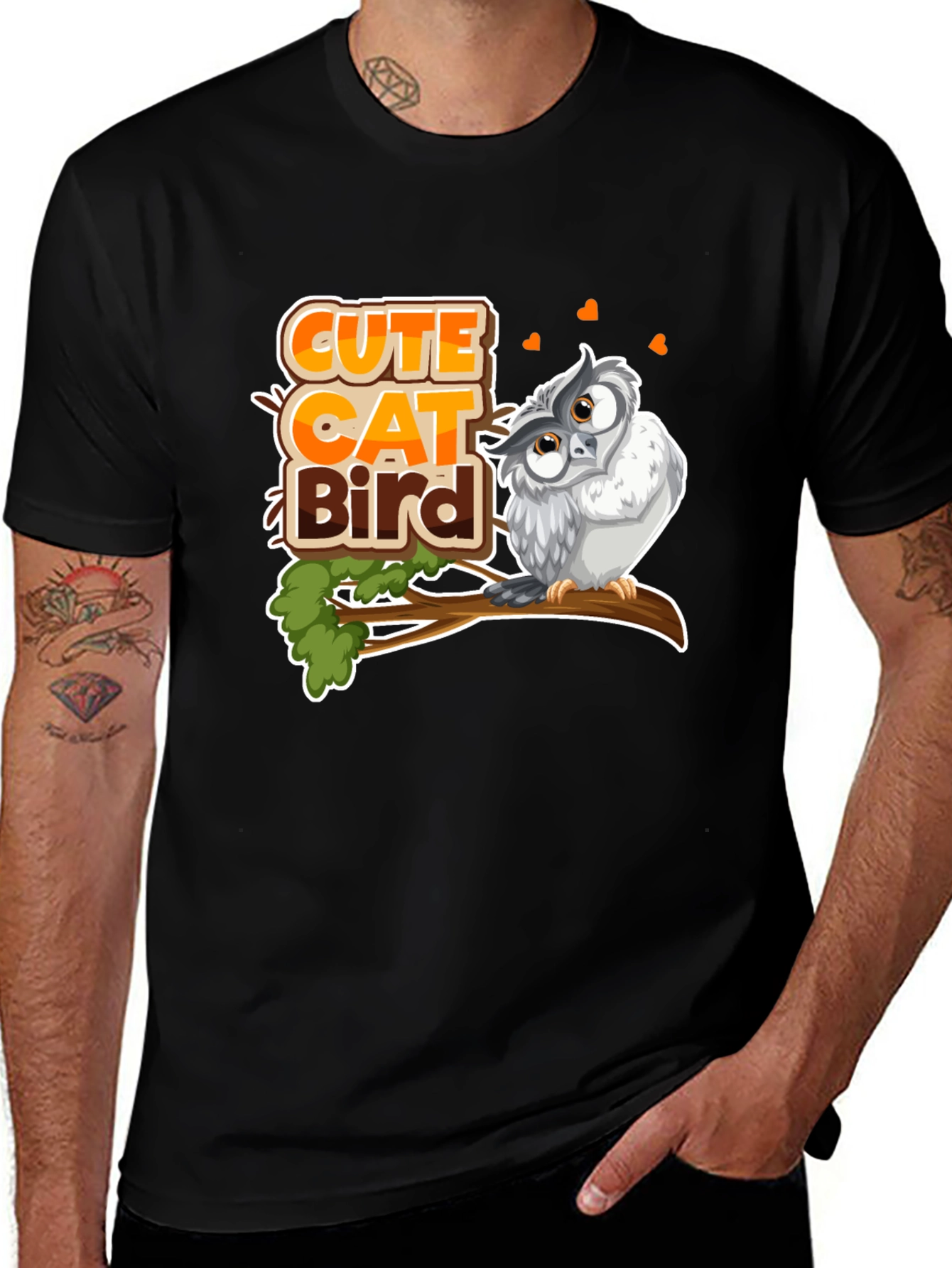 Variant 14 of Cute Cat Bird Owl T-Shirt