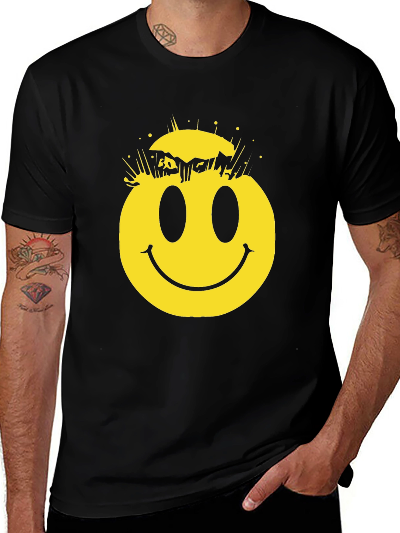 Variant 19 of Cracked Smiley Face Graphic T-Shirt
