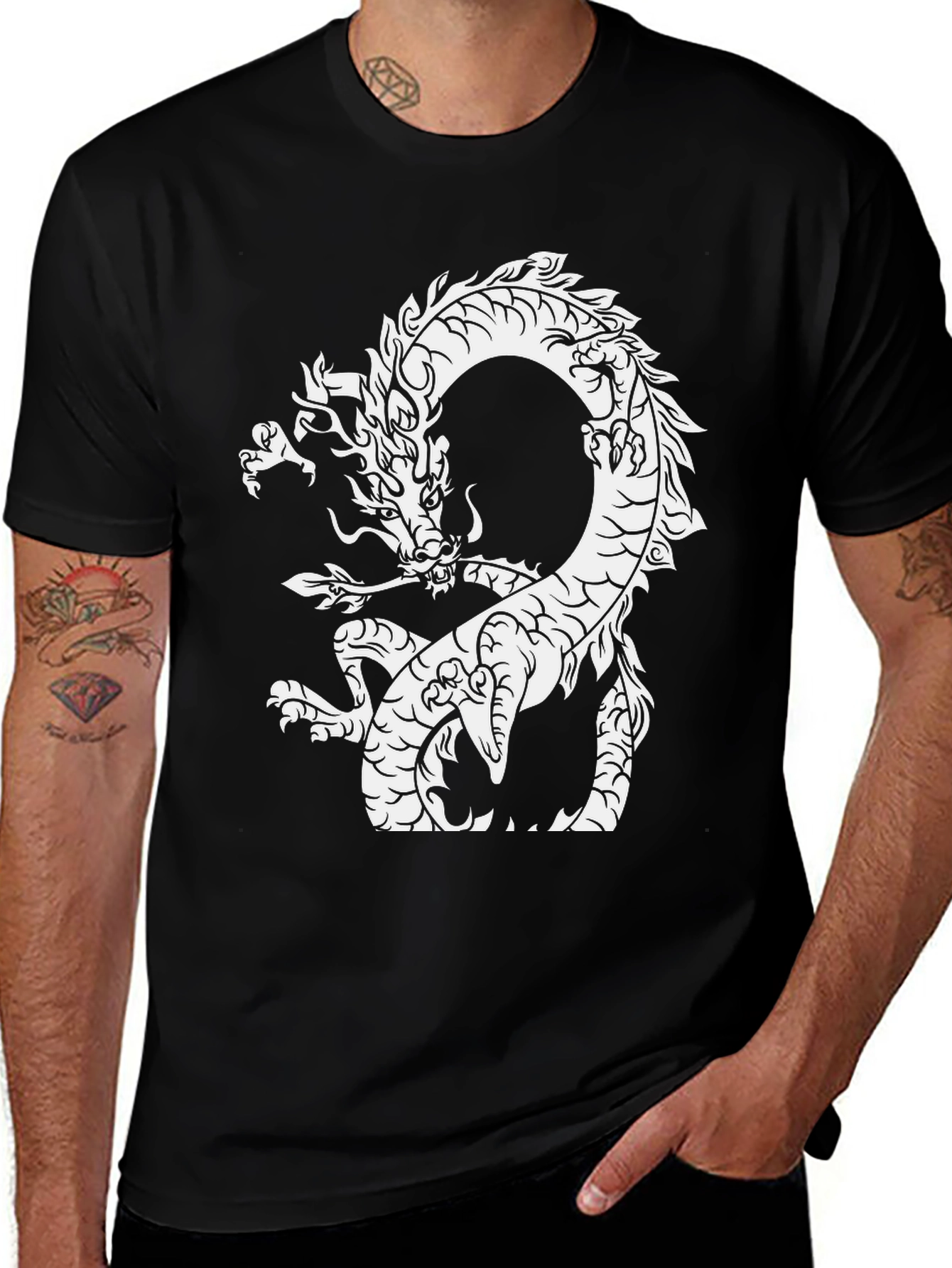 Variant 18 of Dragon Graphic Tee - Black Cotton T-Shirt