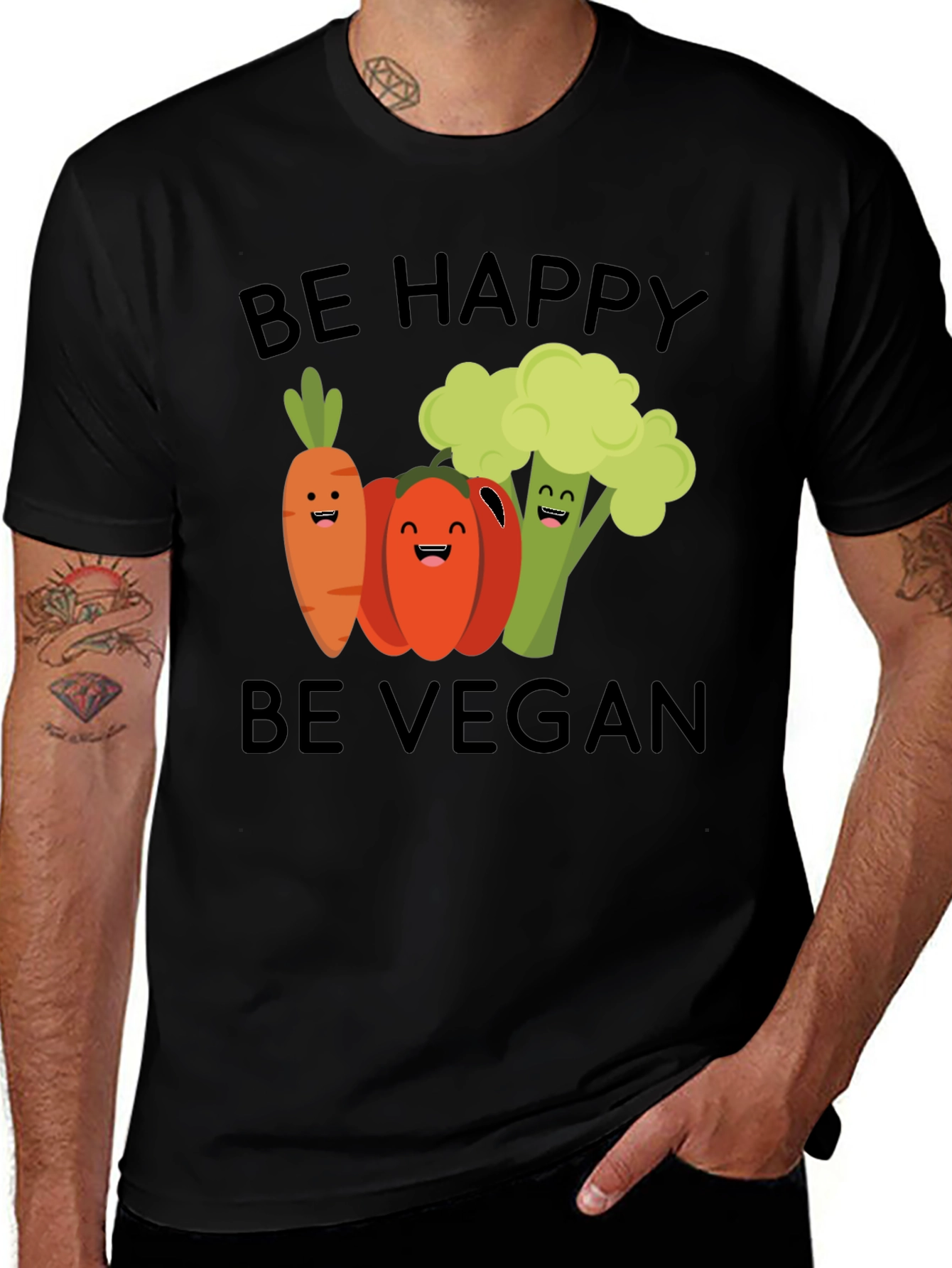 Variant 7 of Be Happy Be Vegan T-Shirt