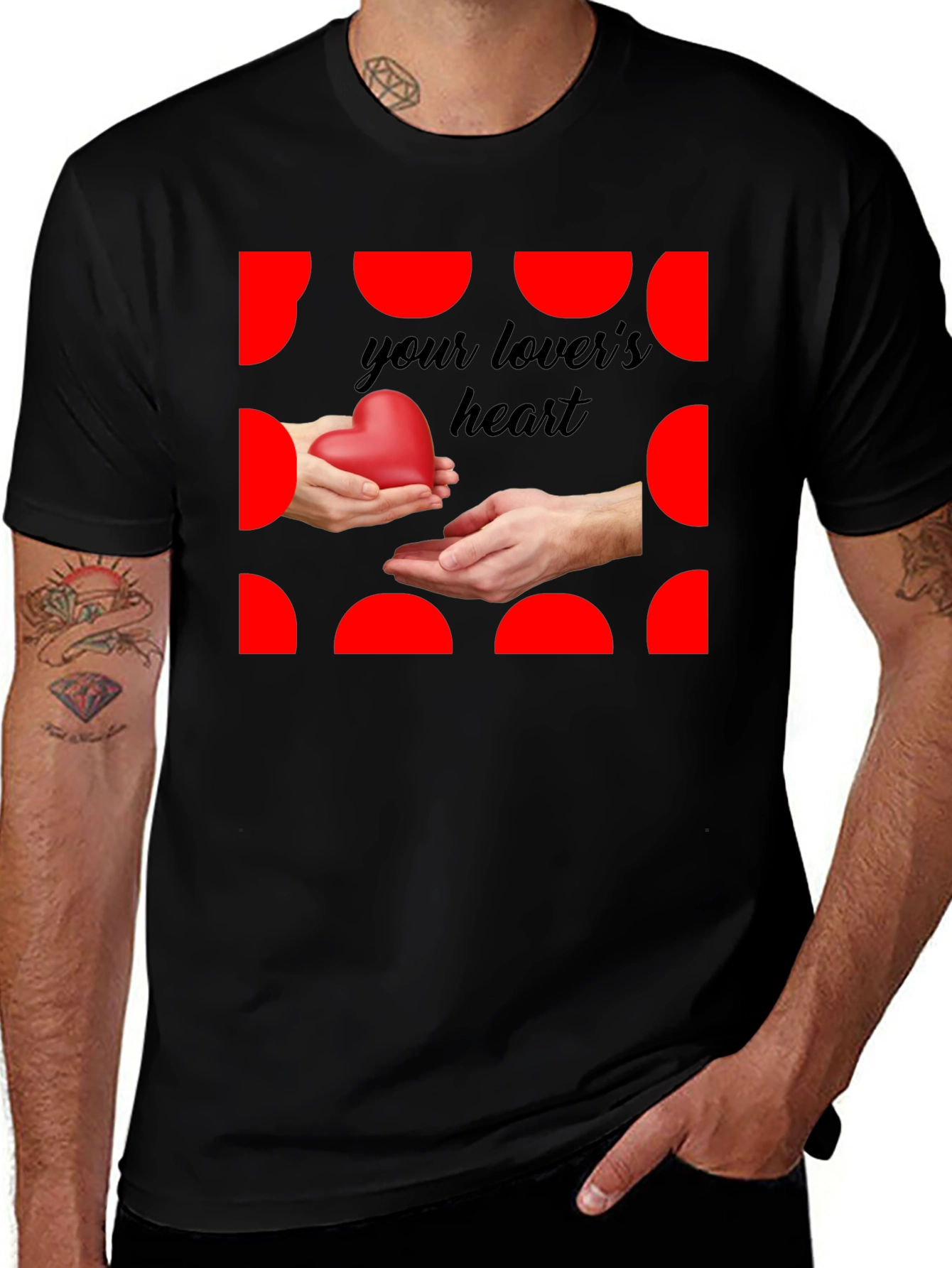 Variant 17 of Lover's Heart Graphic Tee - Black