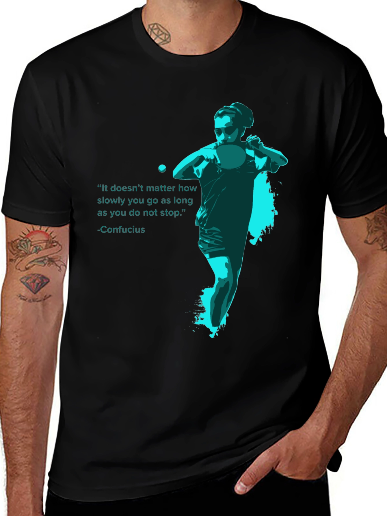 Variant 6 of Confucius Quote Ping Pong Graphic Tee