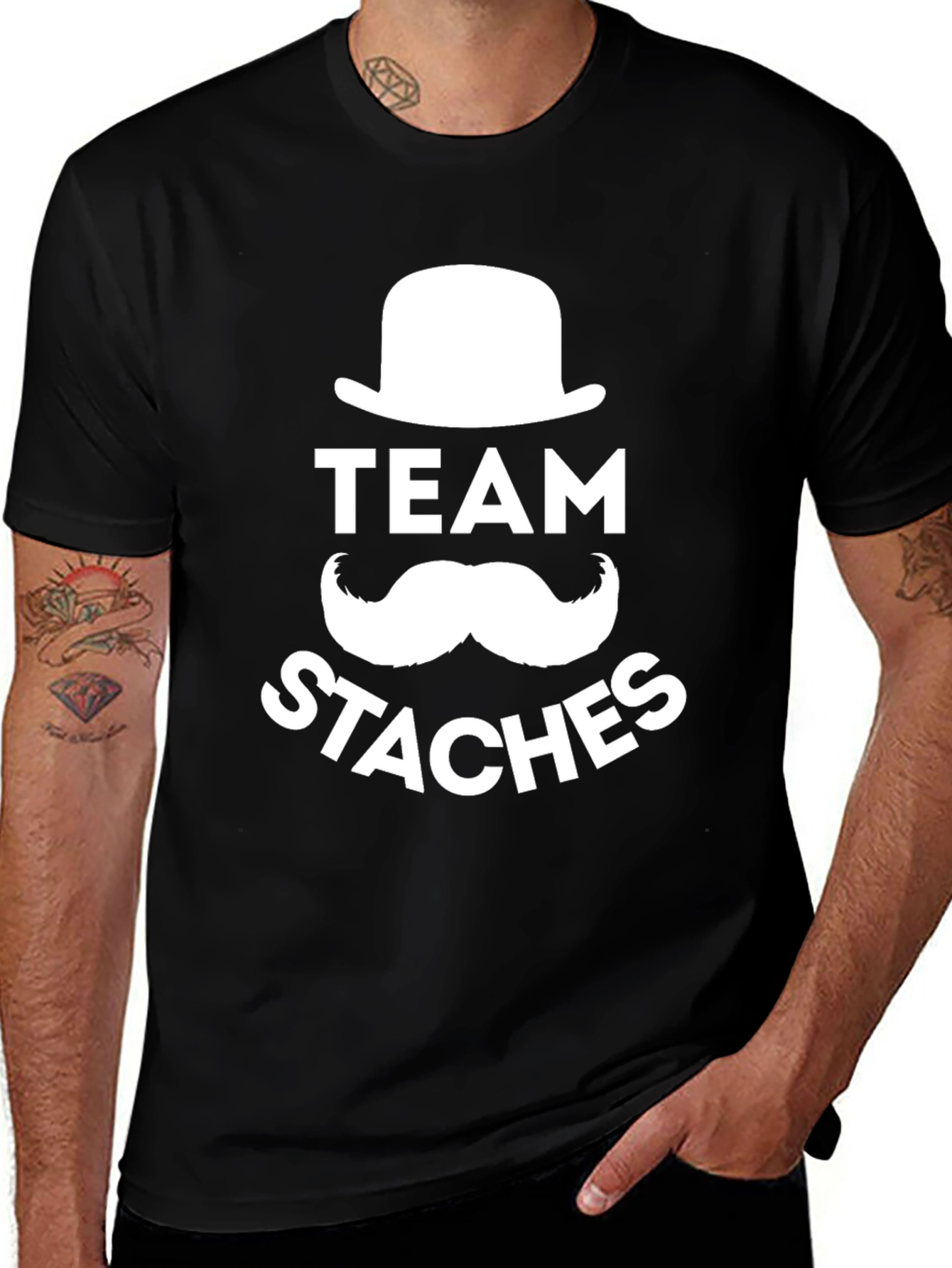 Team Staches Graphic Tee - Mustache Lover's T-Shirt