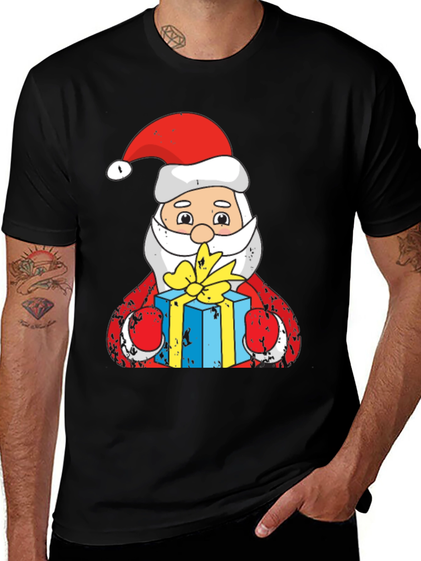 Santa Claus Holding Gift T-Shirt