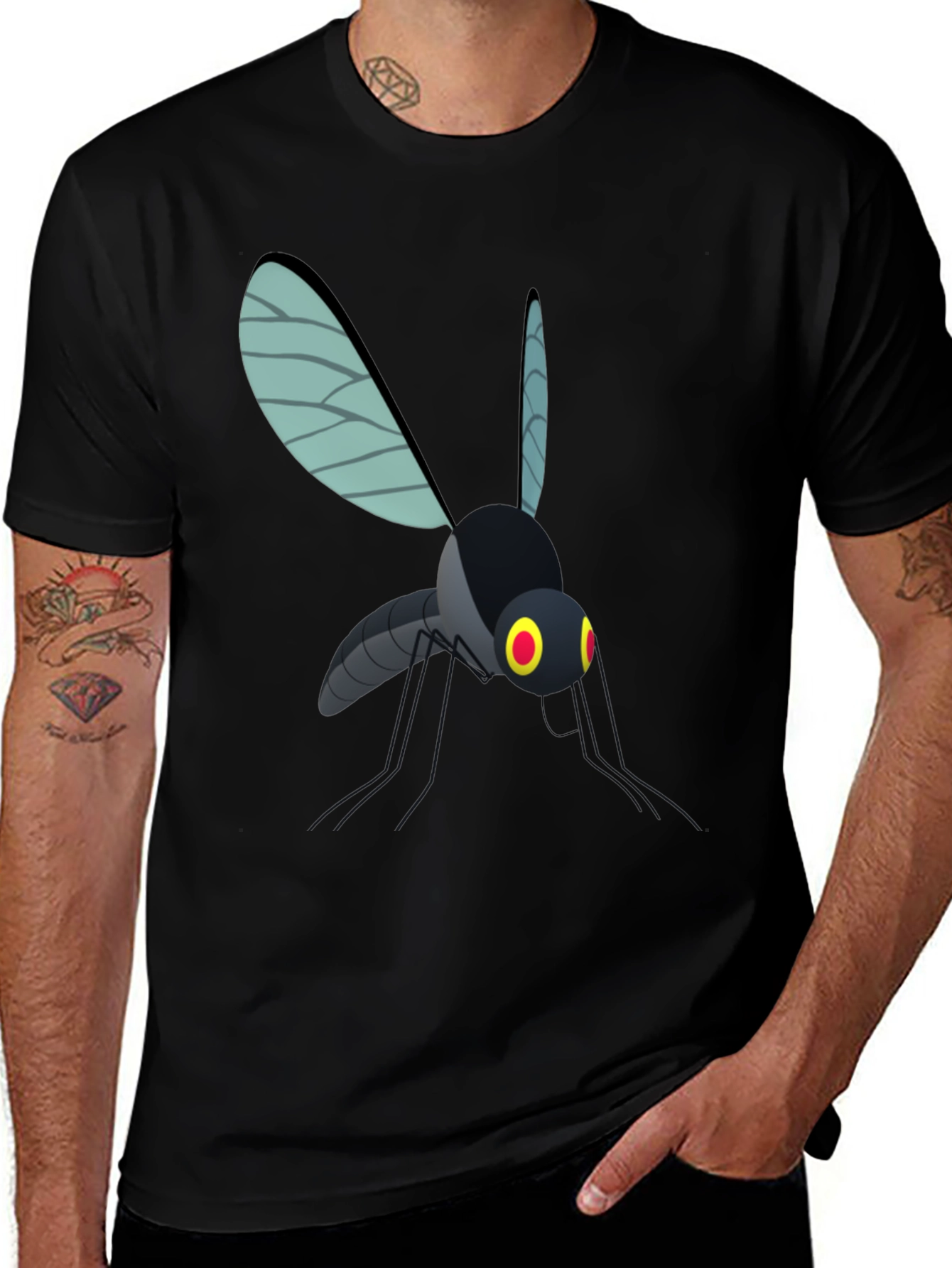 Variant 19 of Cartoon Mosquito Graphic Tee - Black