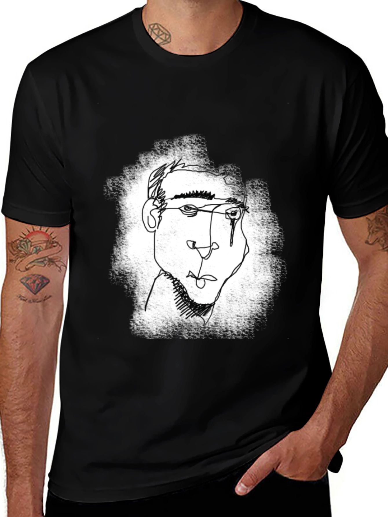 Variant 21 of Abstract Line Art Graphic Tee - Black