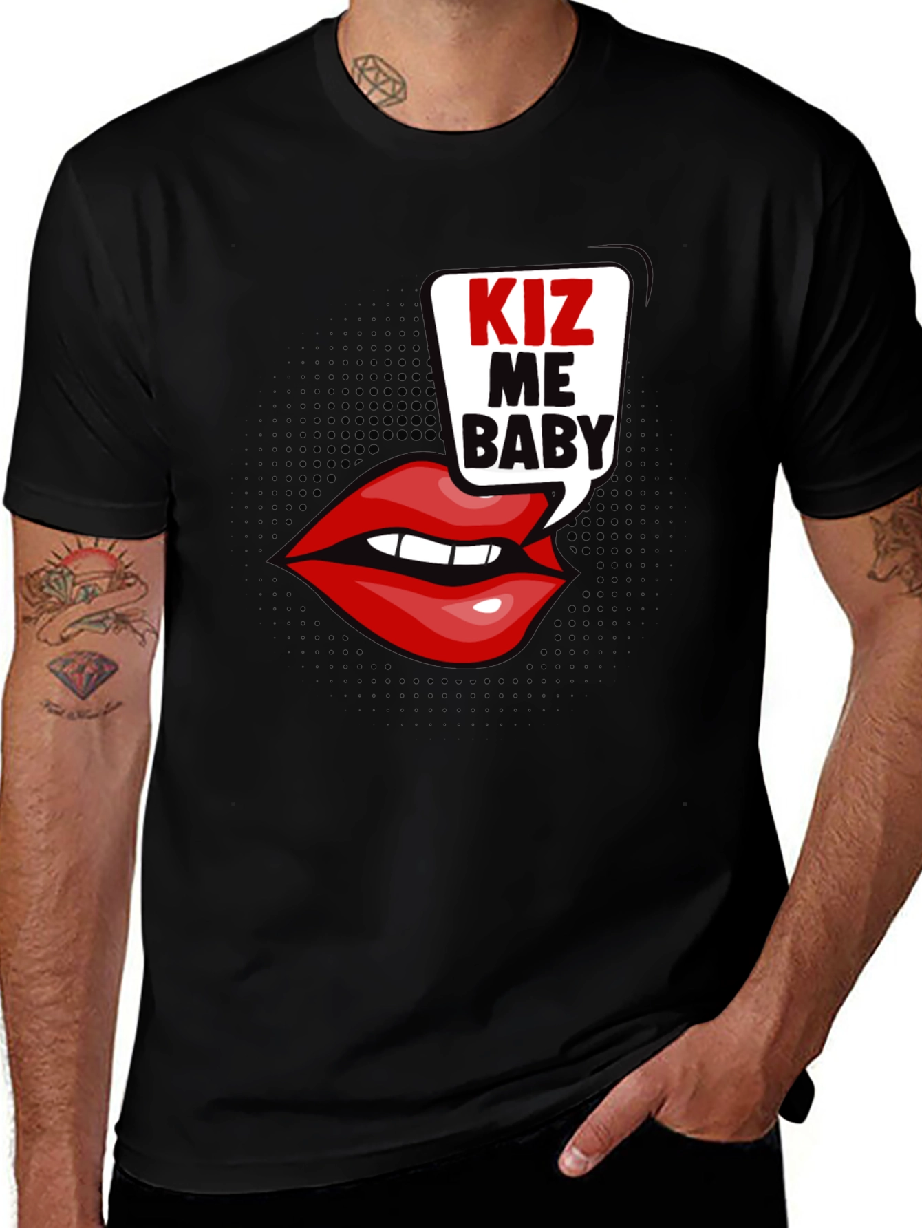 Variant 23 of Kiz Me Baby Lips Graphic T-Shirt - Black